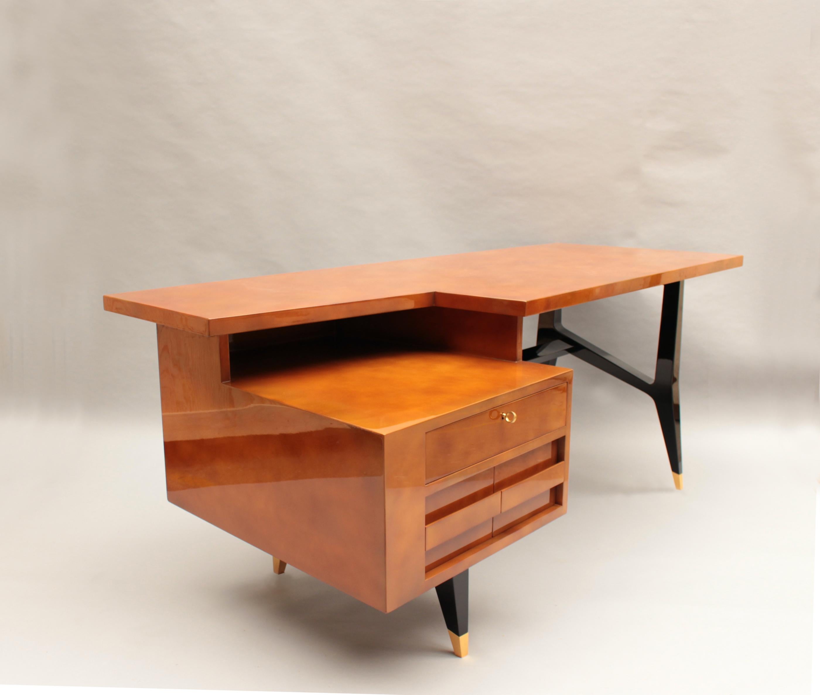Mid-20th Century Fine French Mid-Century Lacquered Desk by Raphael  For Sale