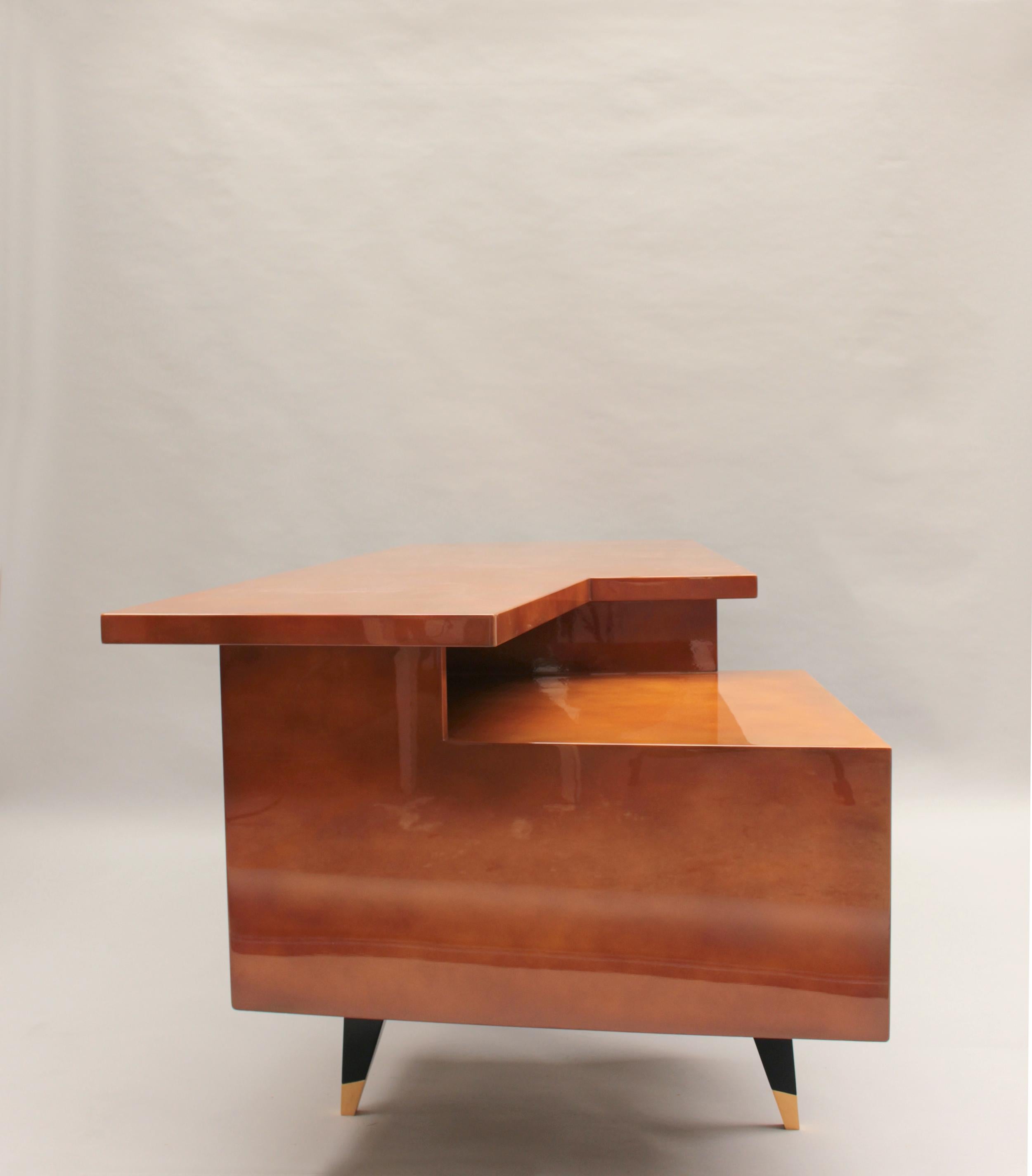 Bronze Fine French Mid-Century Lacquered Desk by Raphael  For Sale