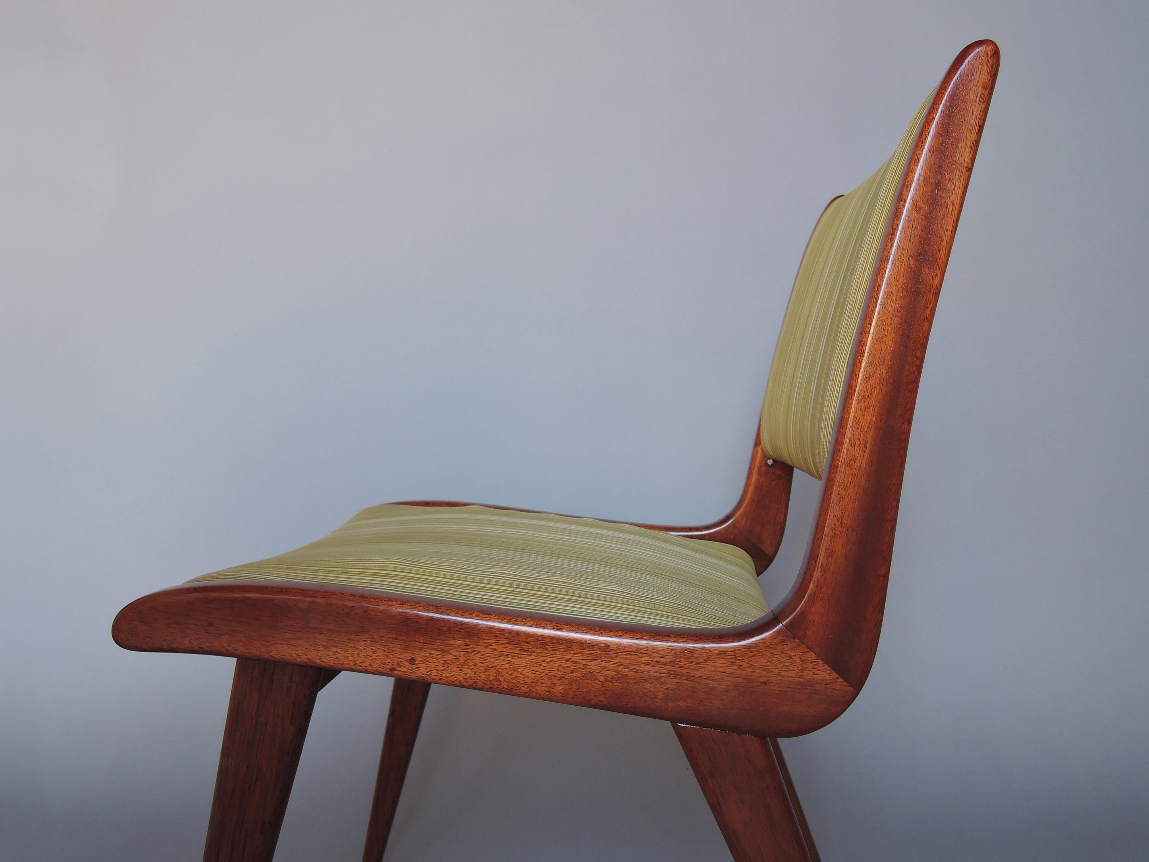 Fine French Mid-Century Mahogany Side Chairs by Roset For Sale 5