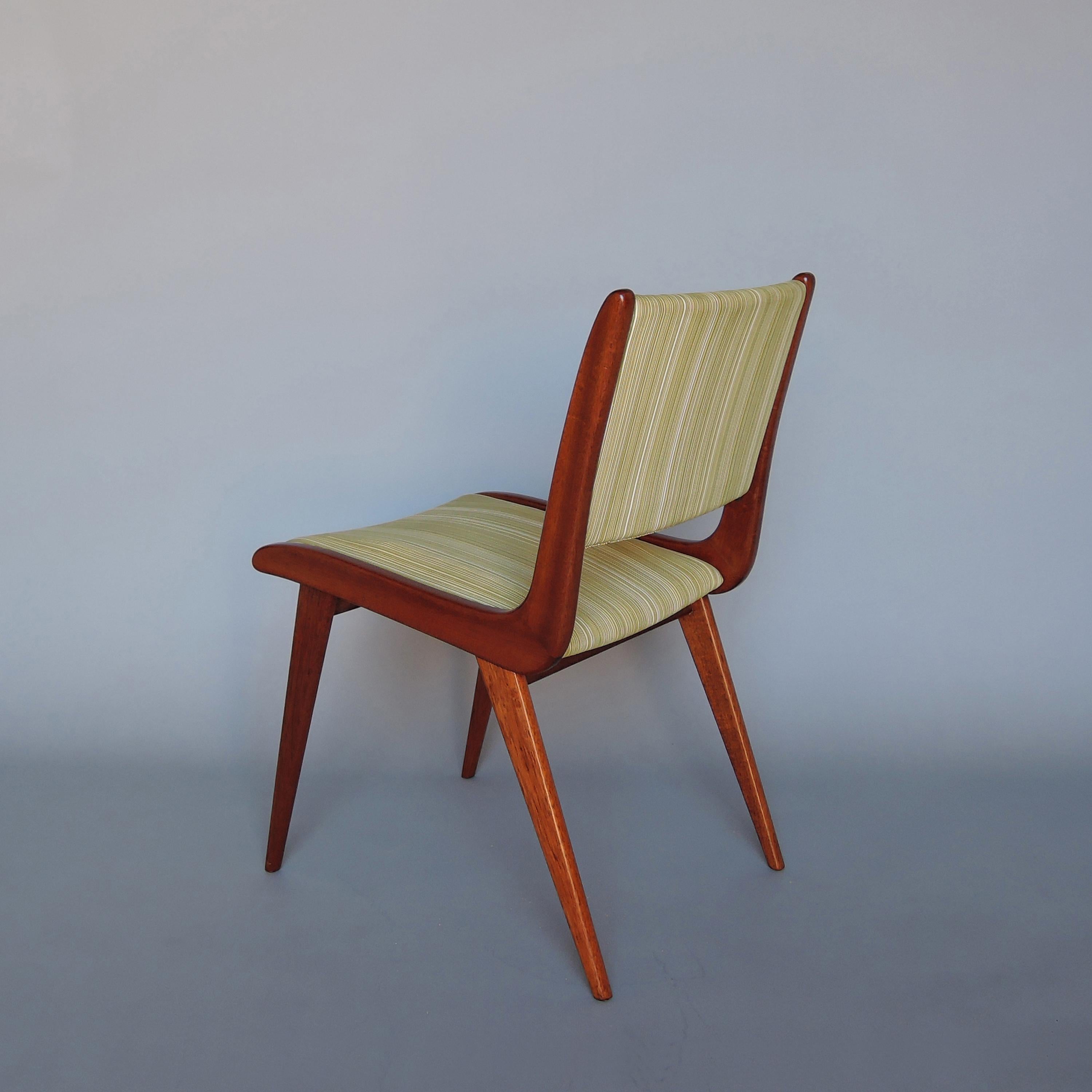 Mid-20th Century Fine French Mid-Century Mahogany Side Chairs by Roset For Sale
