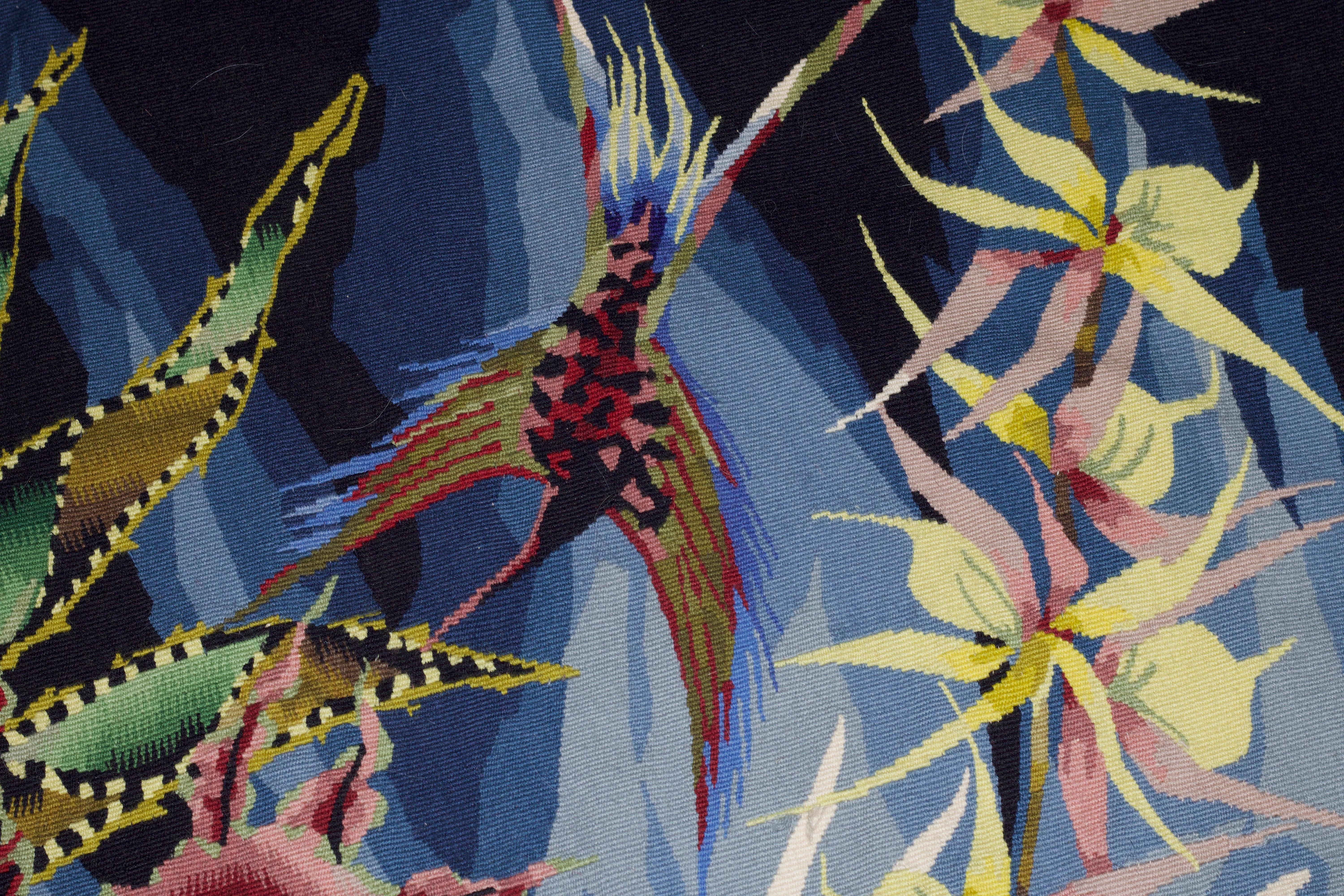 Wool Fine French Mid Century Tapestry Signed by Jean Lurcat 3'9