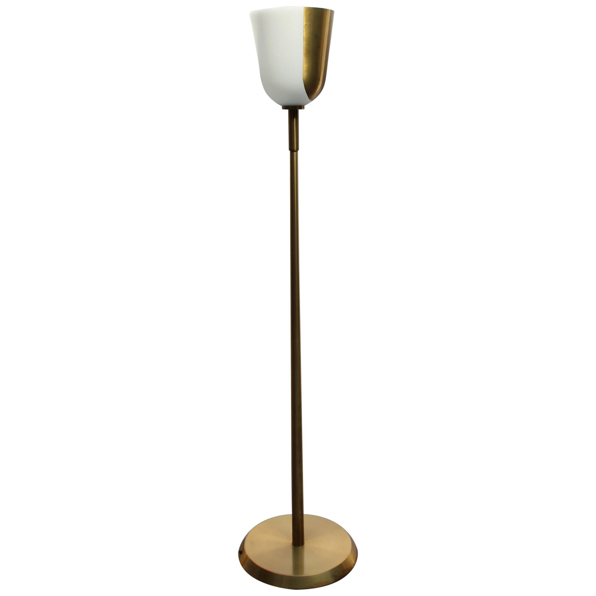 Fine French Mid-Century Bronze and Glass Floor Lamp by Jean Perzel For Sale