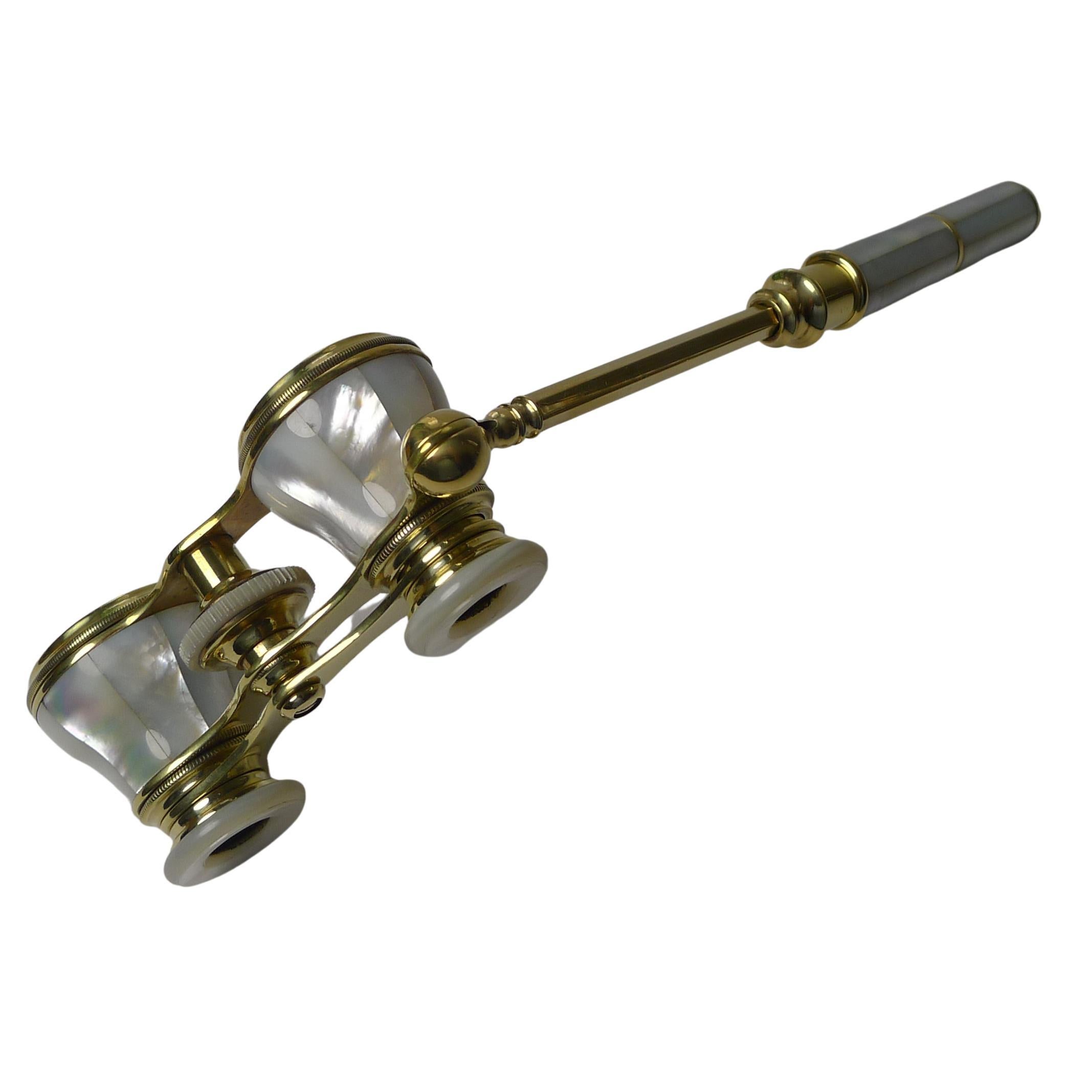 Tiffany and Co. MotherofPearl Opera Glasses with Red Velvet Case at