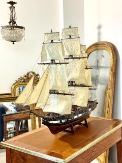 Fine French Naval Ship Model with Rigging, Late 19th Century