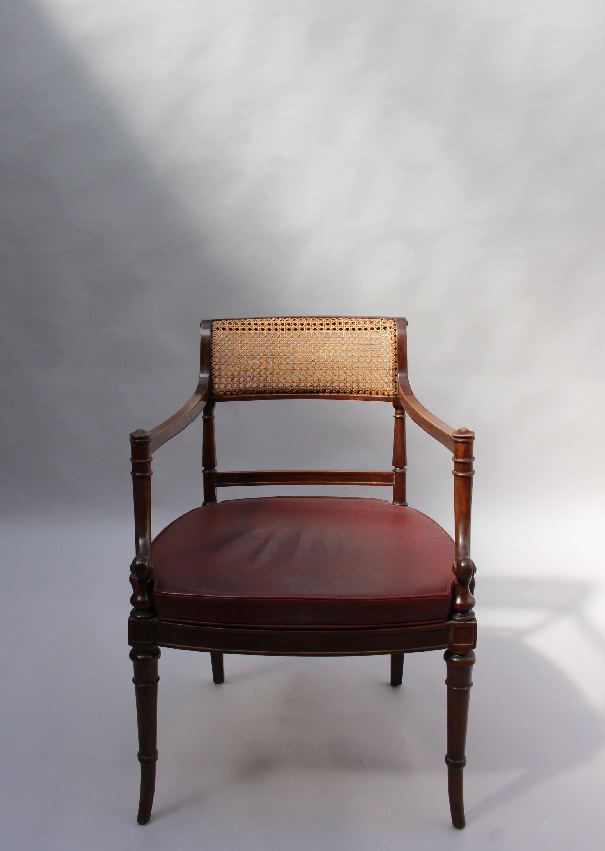 Fine French Neoclassical Mahogany Curved Desk and Armchair 8