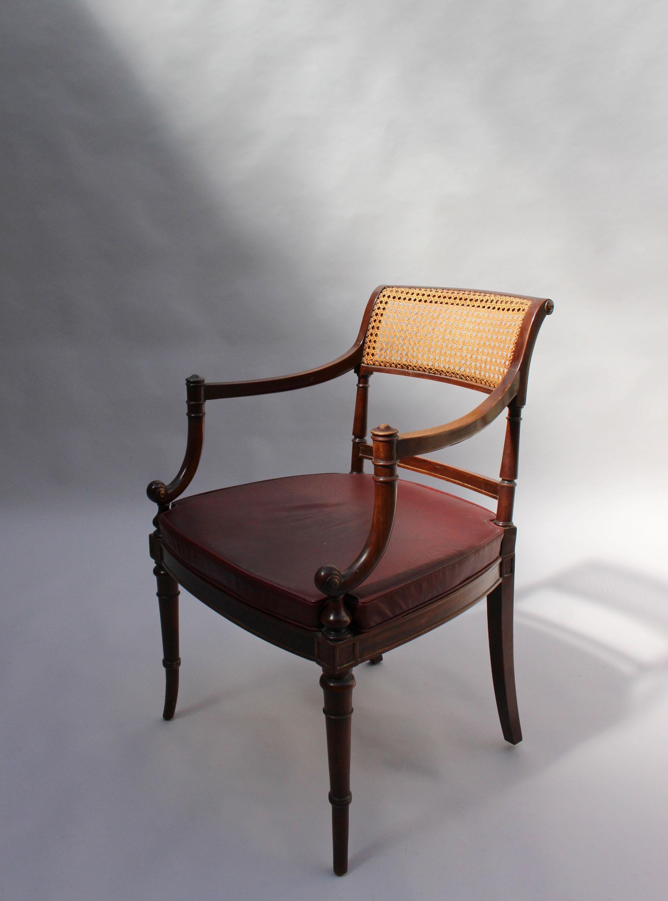 Fine French Neoclassical Mahogany Curved Desk and Armchair 9