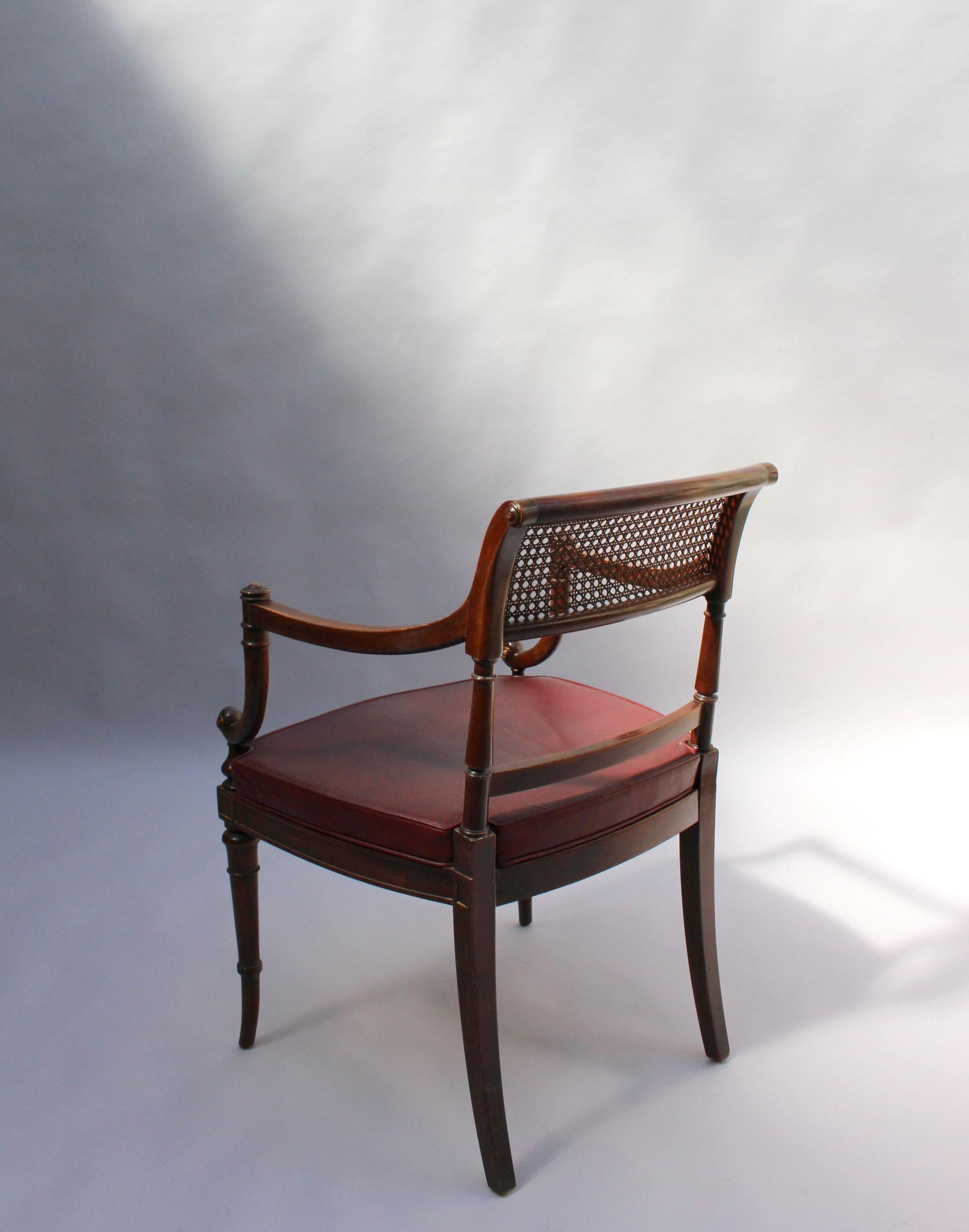 Fine French Neoclassical Mahogany Curved Desk and Armchair 11