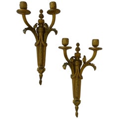 Fine French Neoclassical Regency Bronze Empire Two Arm Swag Urn Two Arm Sconces