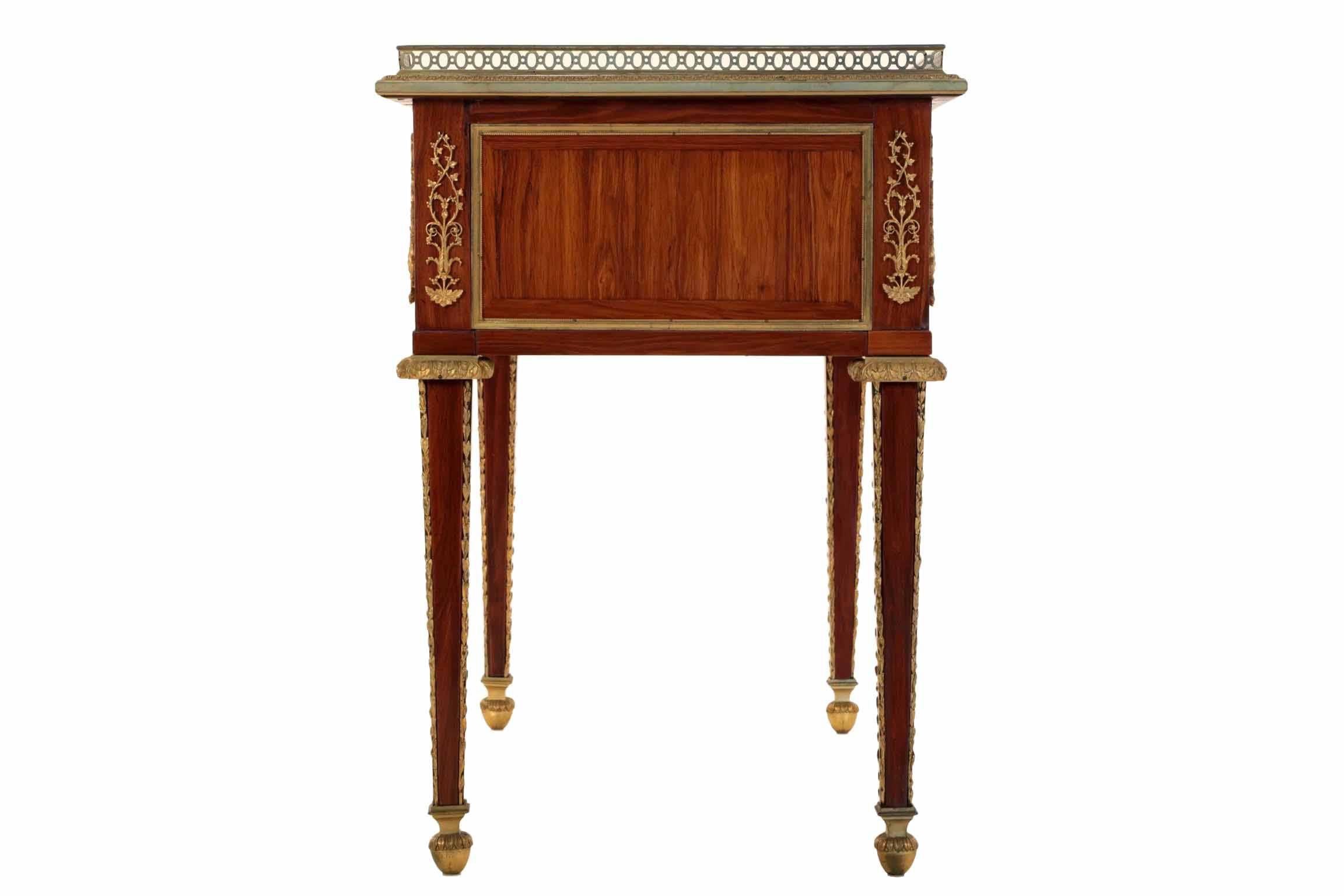 Fine French Neoclassical Rosewood and Bronze Leather Writing Desk, 19th Century 8