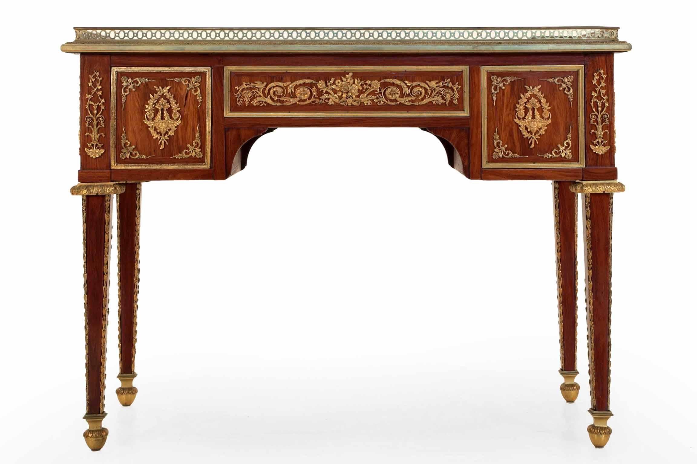 Fine French Neoclassical Rosewood and Bronze Leather Writing Desk, 19th Century 10