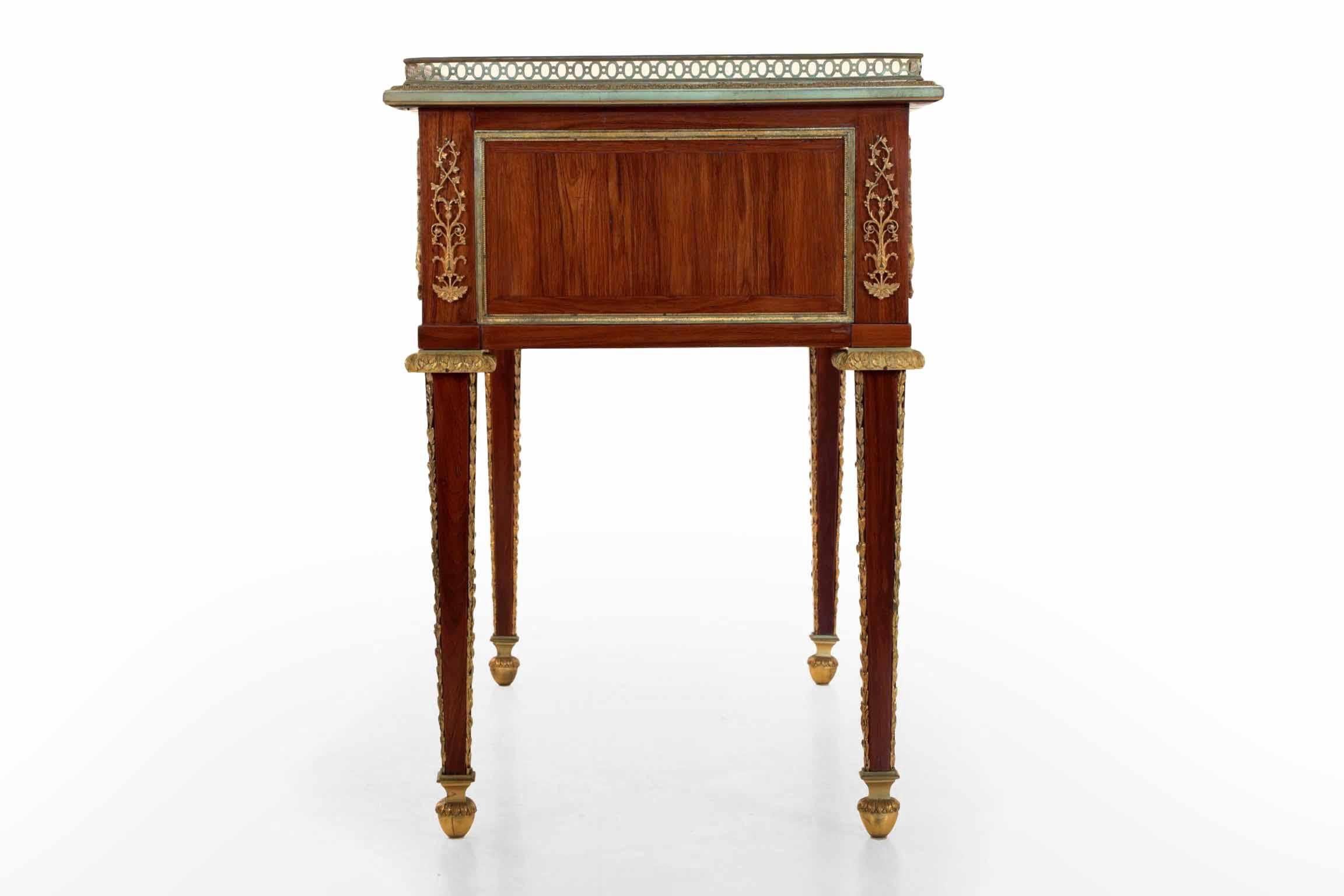 Fine French Neoclassical Rosewood and Bronze Leather Writing Desk, 19th Century 14