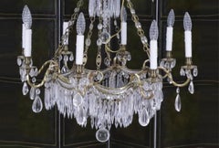 Fine French Neoclassical Russian Baltic Empire Doré Bronze Crystal Chandelier