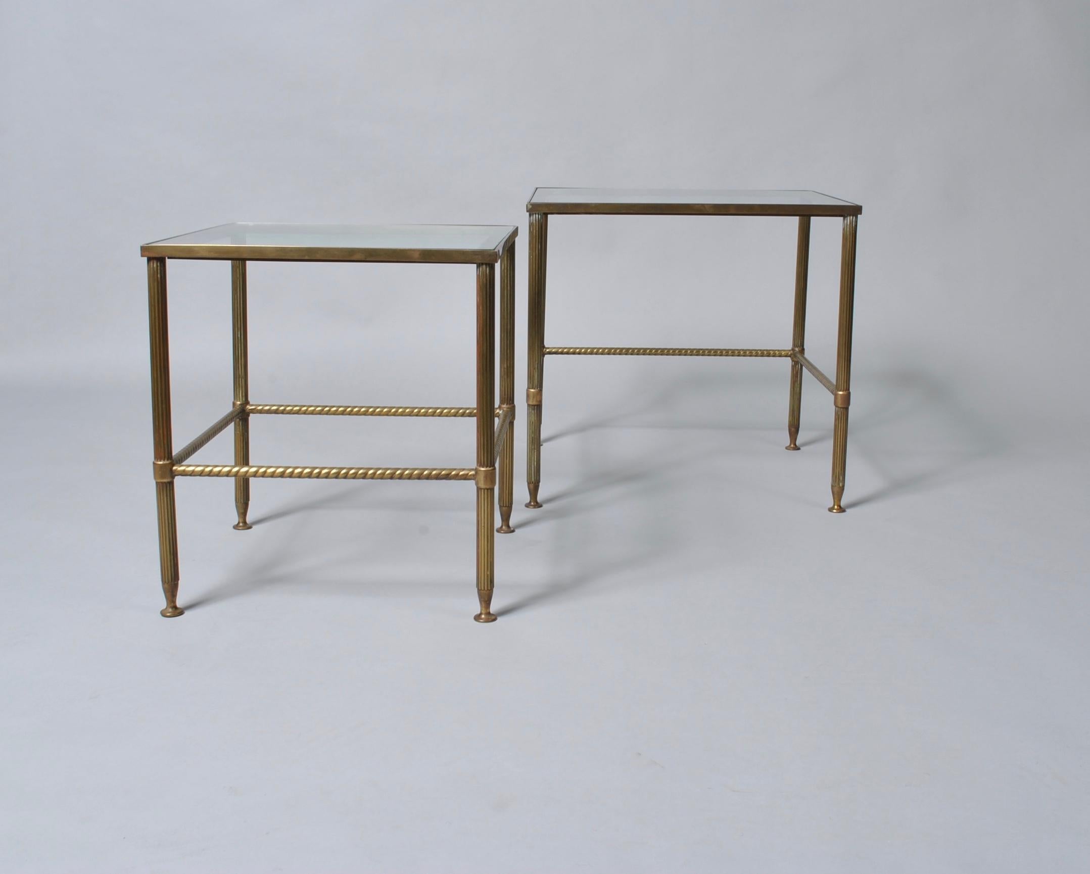 Midcentury French Nest Tables, Brass, 1950s 2