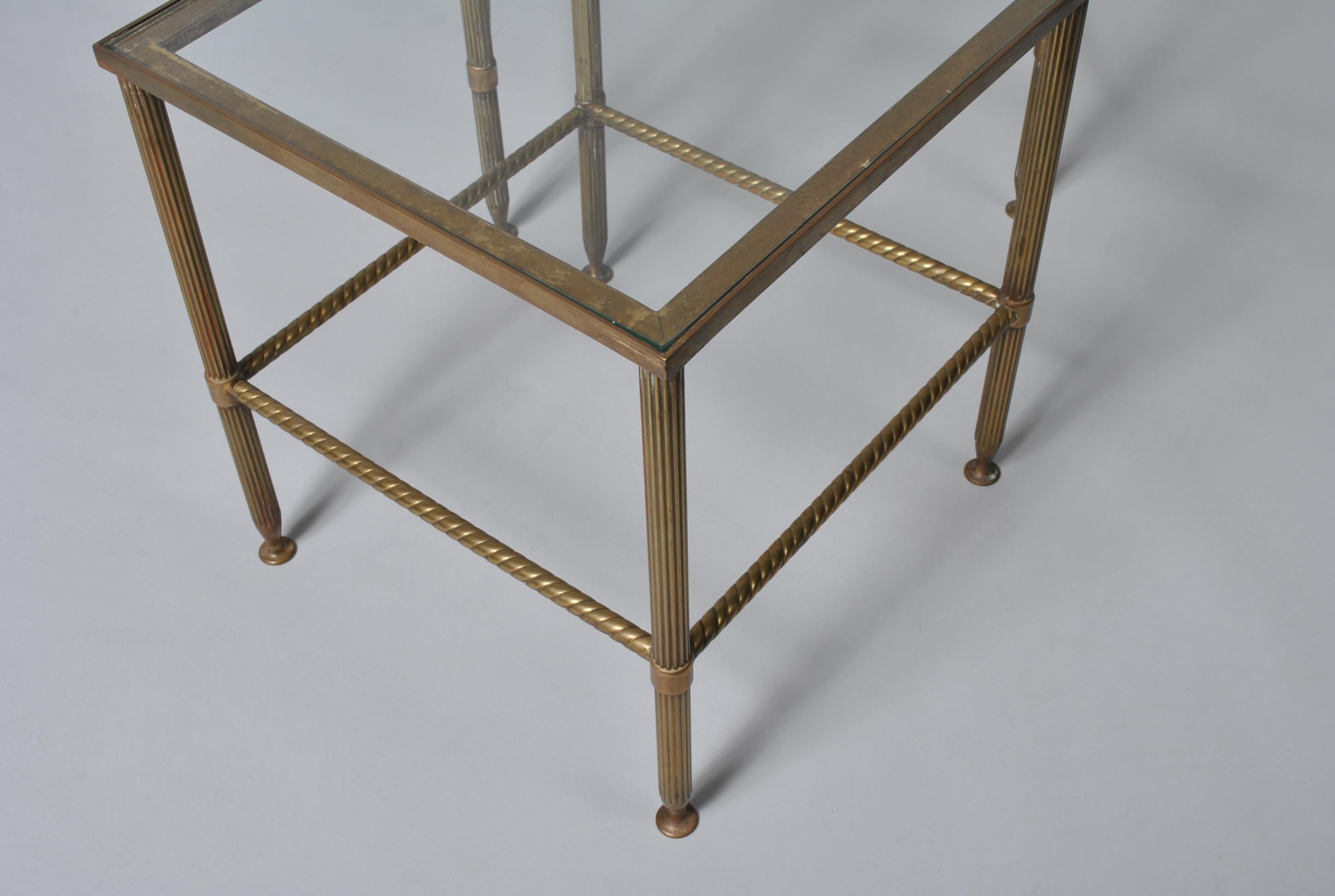 Midcentury French Nest Tables, Brass, 1950s 3