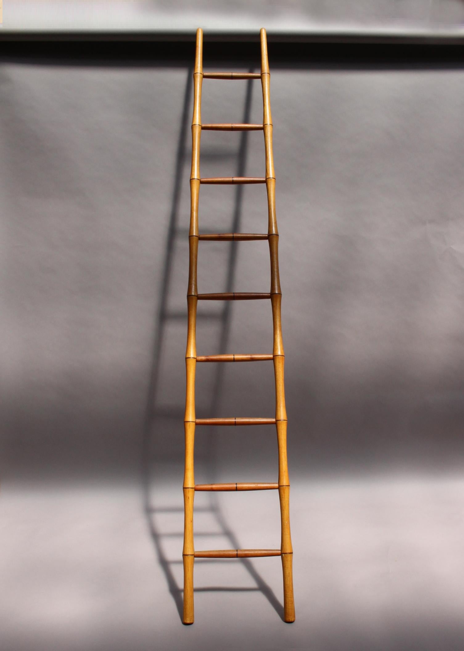 A fine French nine rungs faux bamboo ladder.