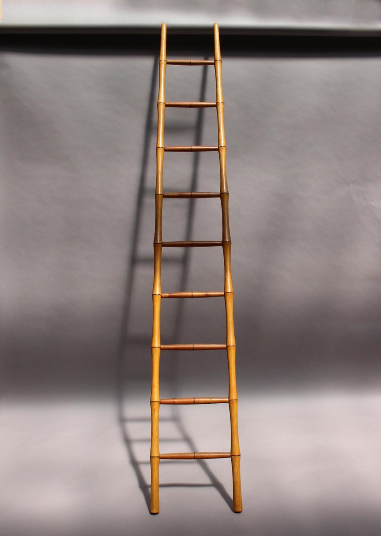 Fine French Nine Rungs Faux Bamboo Ladder For Sale at 1stDibs