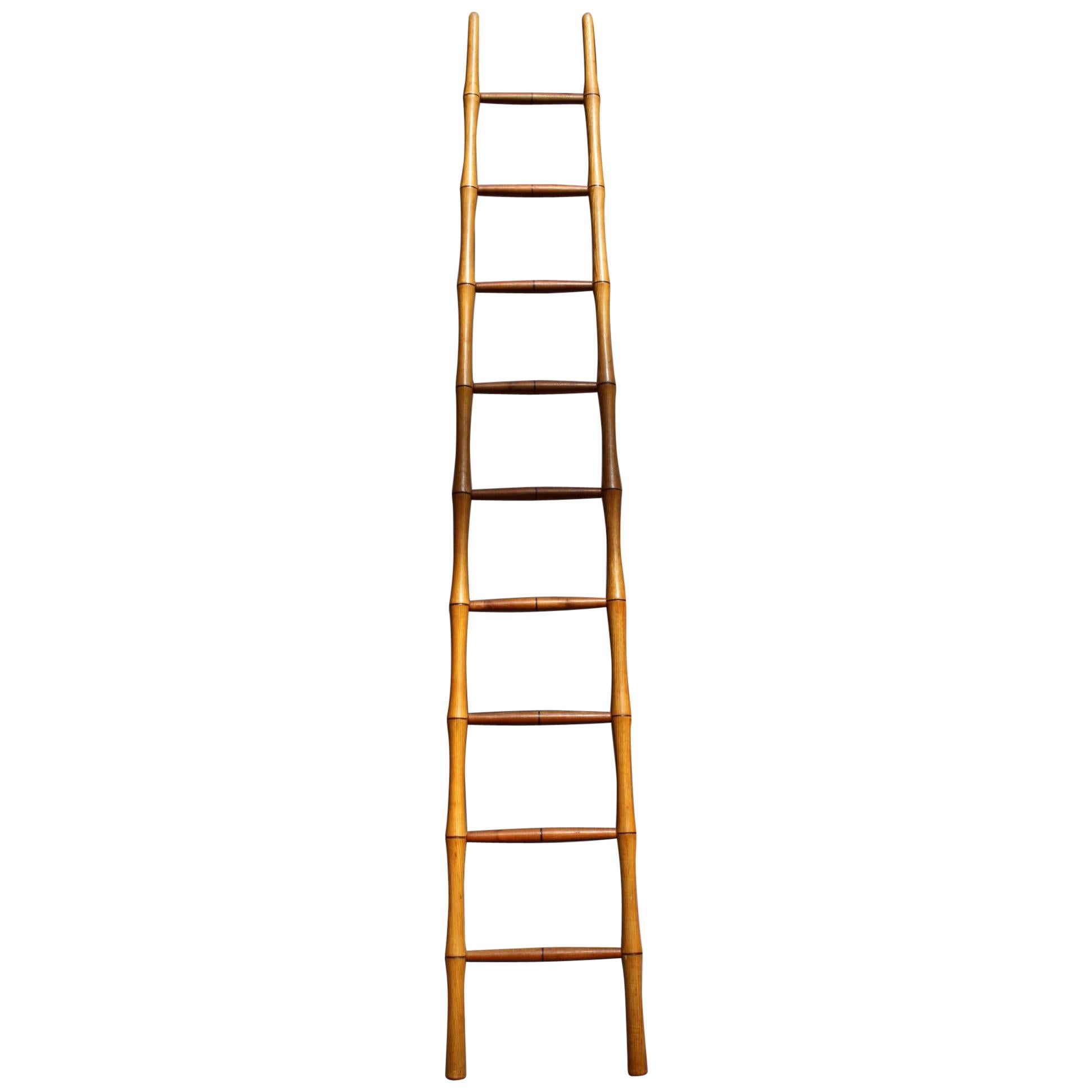Fine French Nine Rungs Faux Bamboo Ladder For Sale