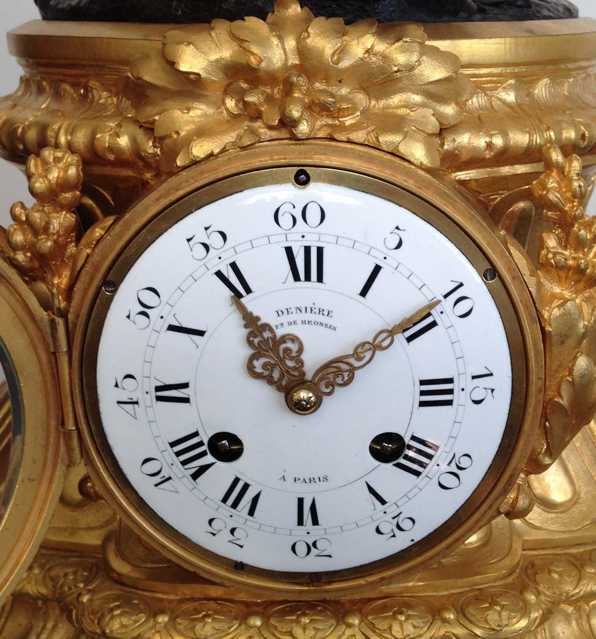 19th Century French Ormolu and Bronze Mantel Clock by Deniere, Paris In Good Condition In Melbourne, Victoria
