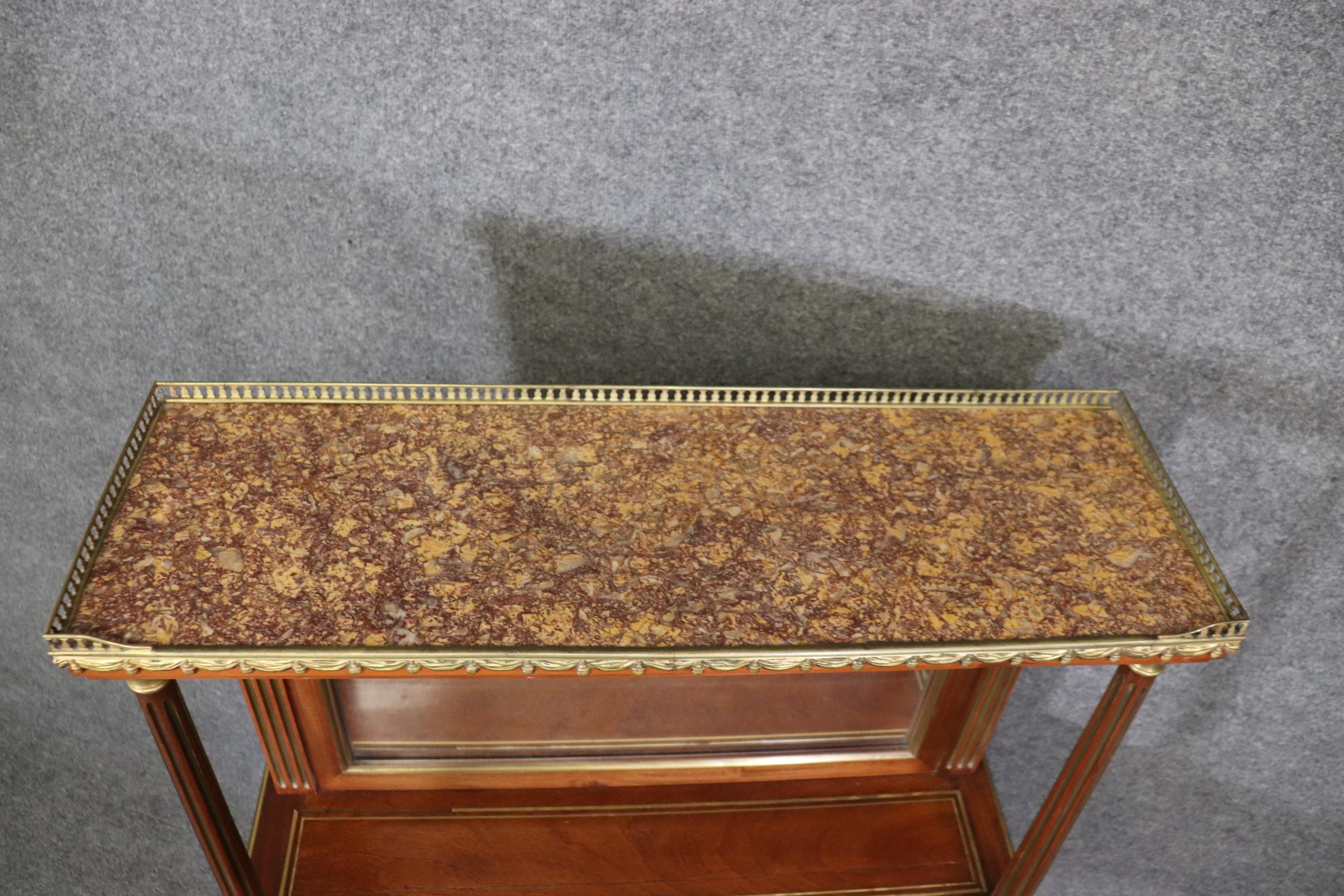 Fine French Ormolu Mounted Mahogany Directoire Marble Top Mirrored Vanity Desk  In Good Condition For Sale In Swedesboro, NJ