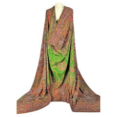 Fine French Paisley cashmere shawl with large green reserve Circa 1845