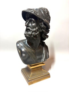 Fine French Patinated Bronze Bust of Menelaus, After the Antique, Late 19th Cent