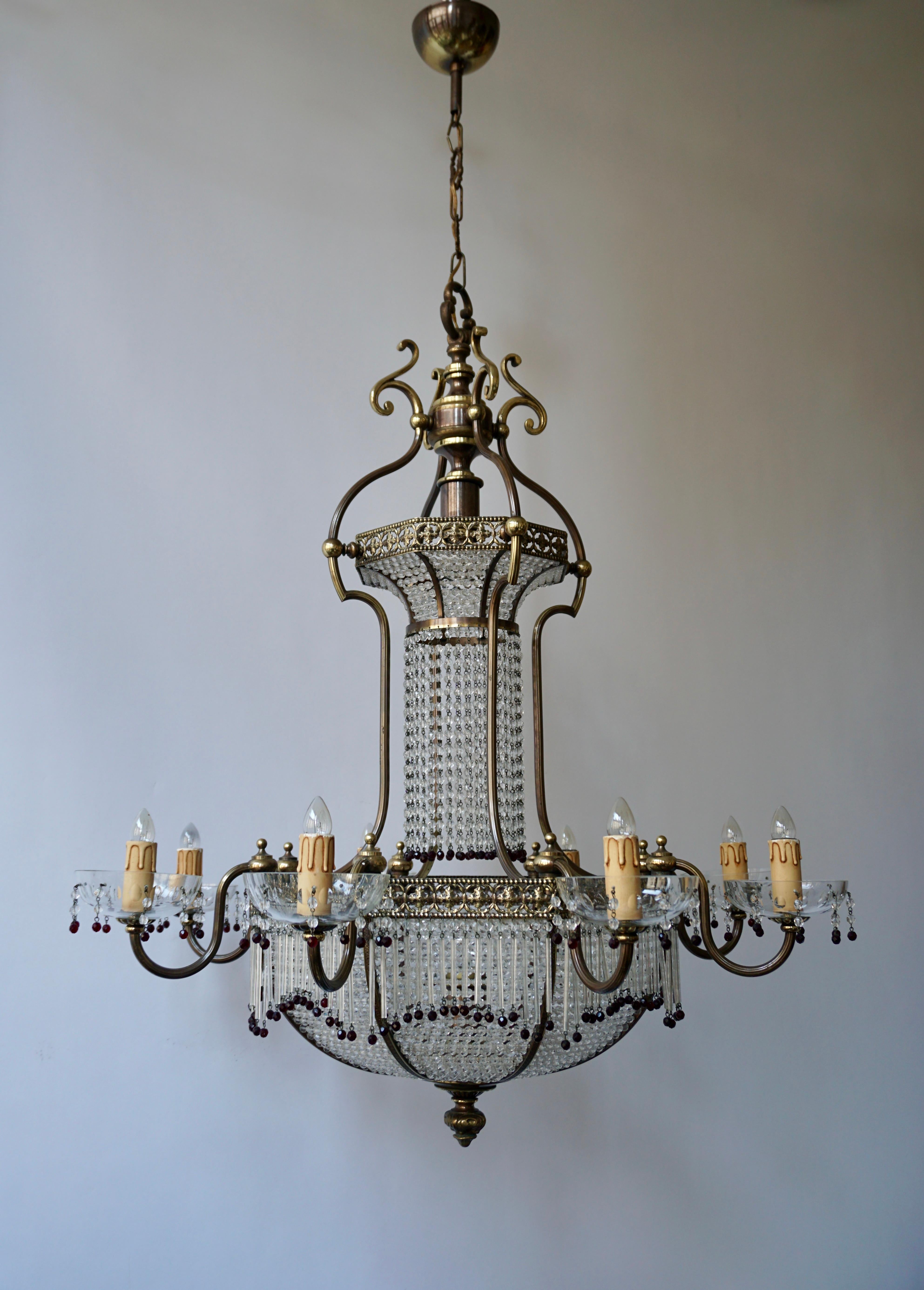Hollywood Regency Fine French Sac a Pearl Chandelier For Sale