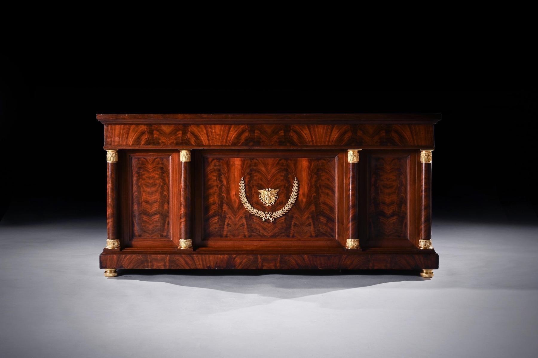 Napoleon III Fine French Second Empire Gilt Bronze Mounted Mahogany Library Desk Krieger