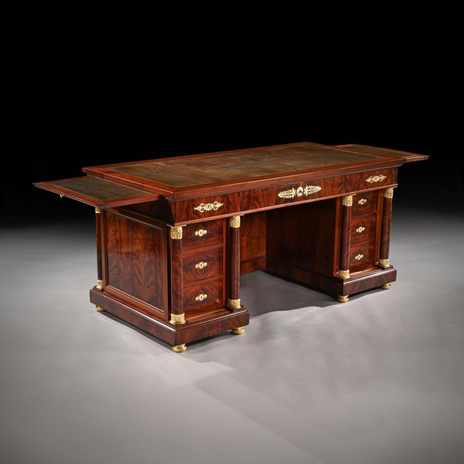 Fine French Second Empire Gilt Bronze Mounted Mahogany Library Desk Krieger 1