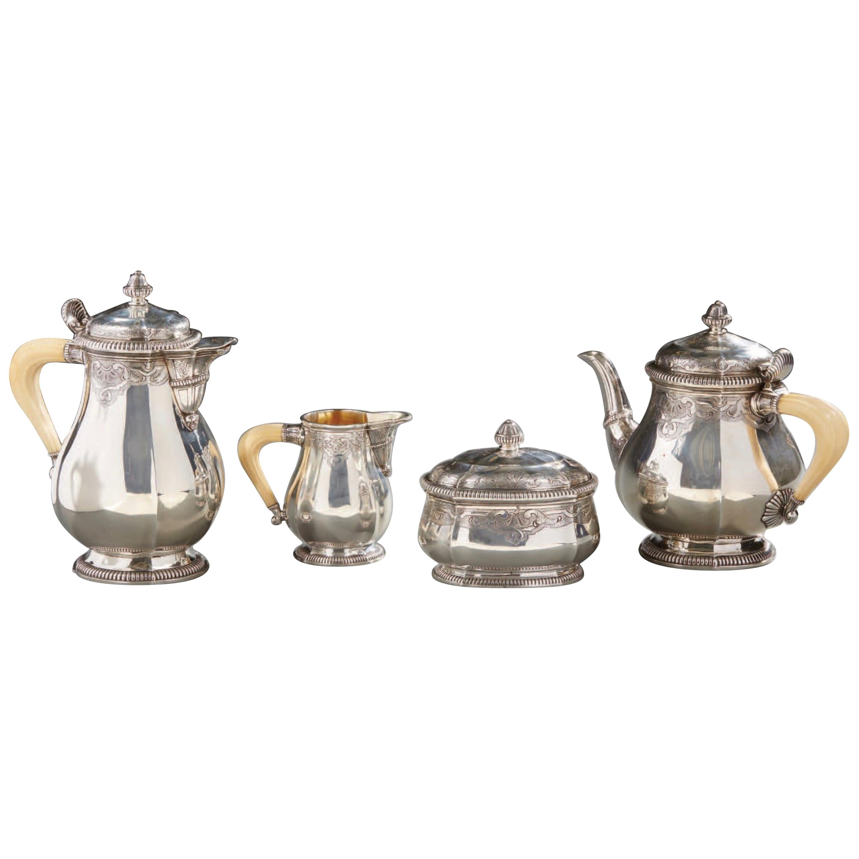 Fine French Silver Four-Piece Tea and Coffee Set For Sale