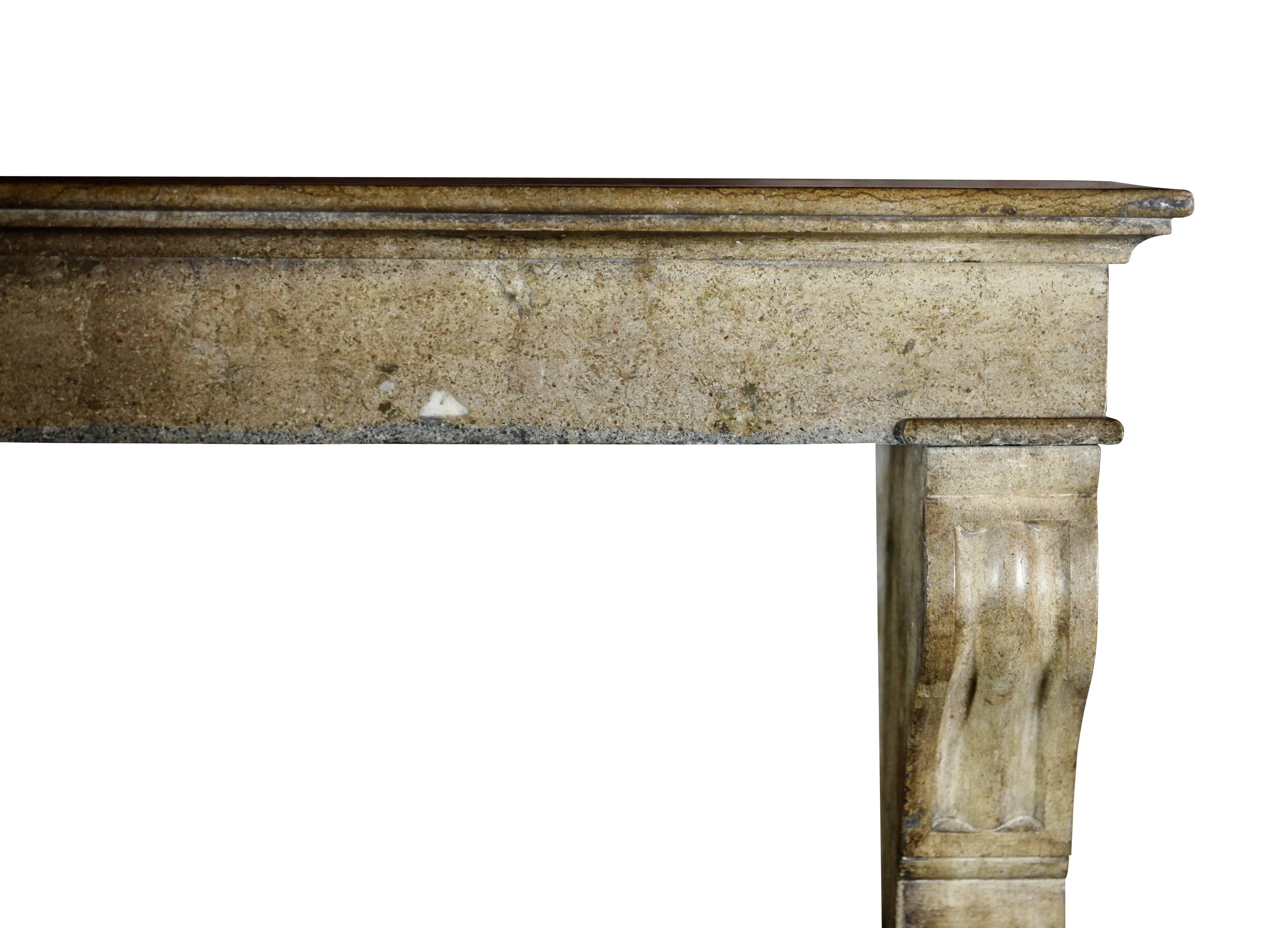 19th Century Fine French Small Antique Limestone Fireplace Surround for Cosy Country Interior For Sale