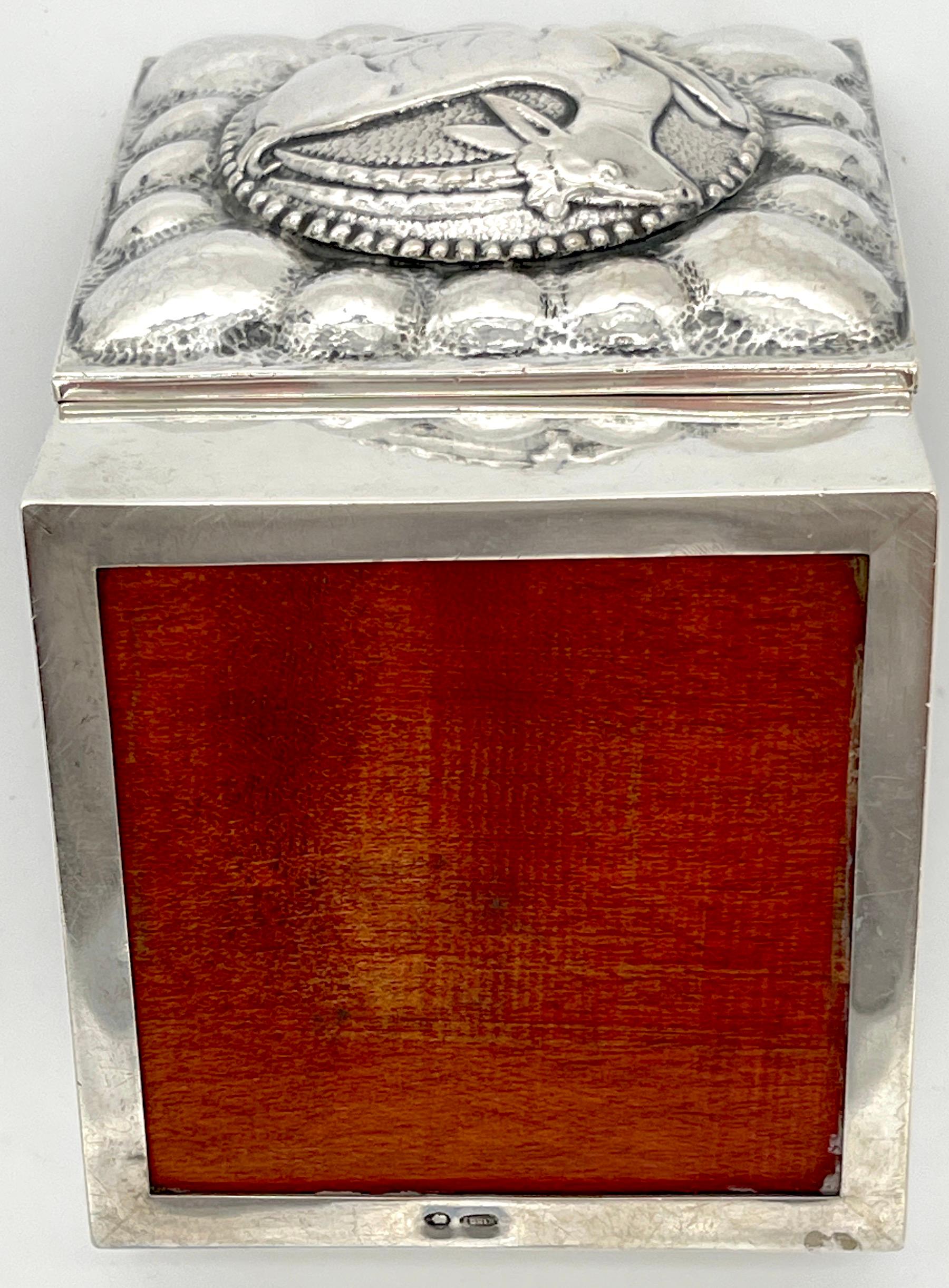 Fine French Sterling Art Deco Ram Motif Square Table Box, Circa 1925 For Sale 6