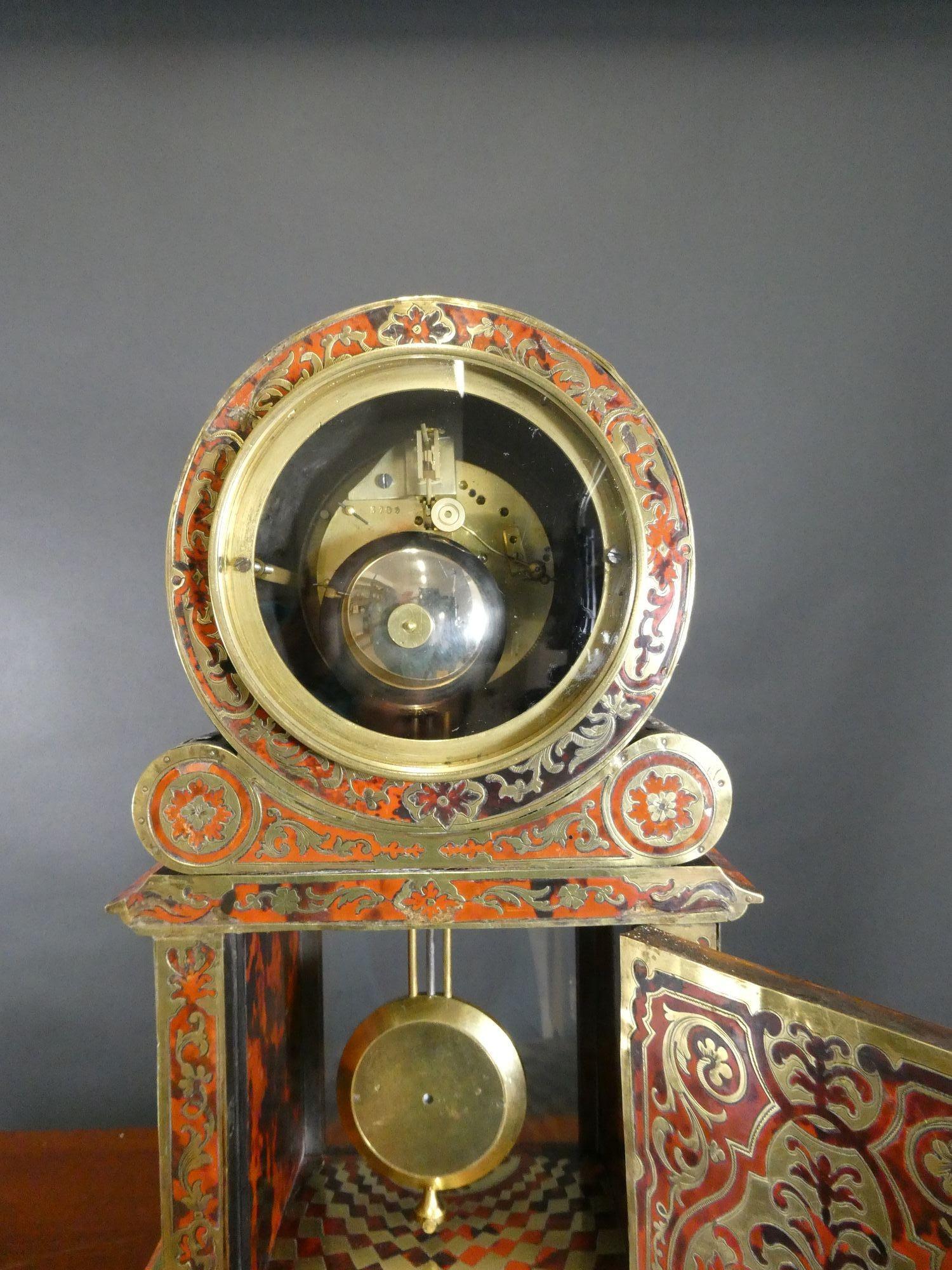 Fine French Tortoiseshell Boulle Clock by Brocot & Delettrez, Paris For Sale 4