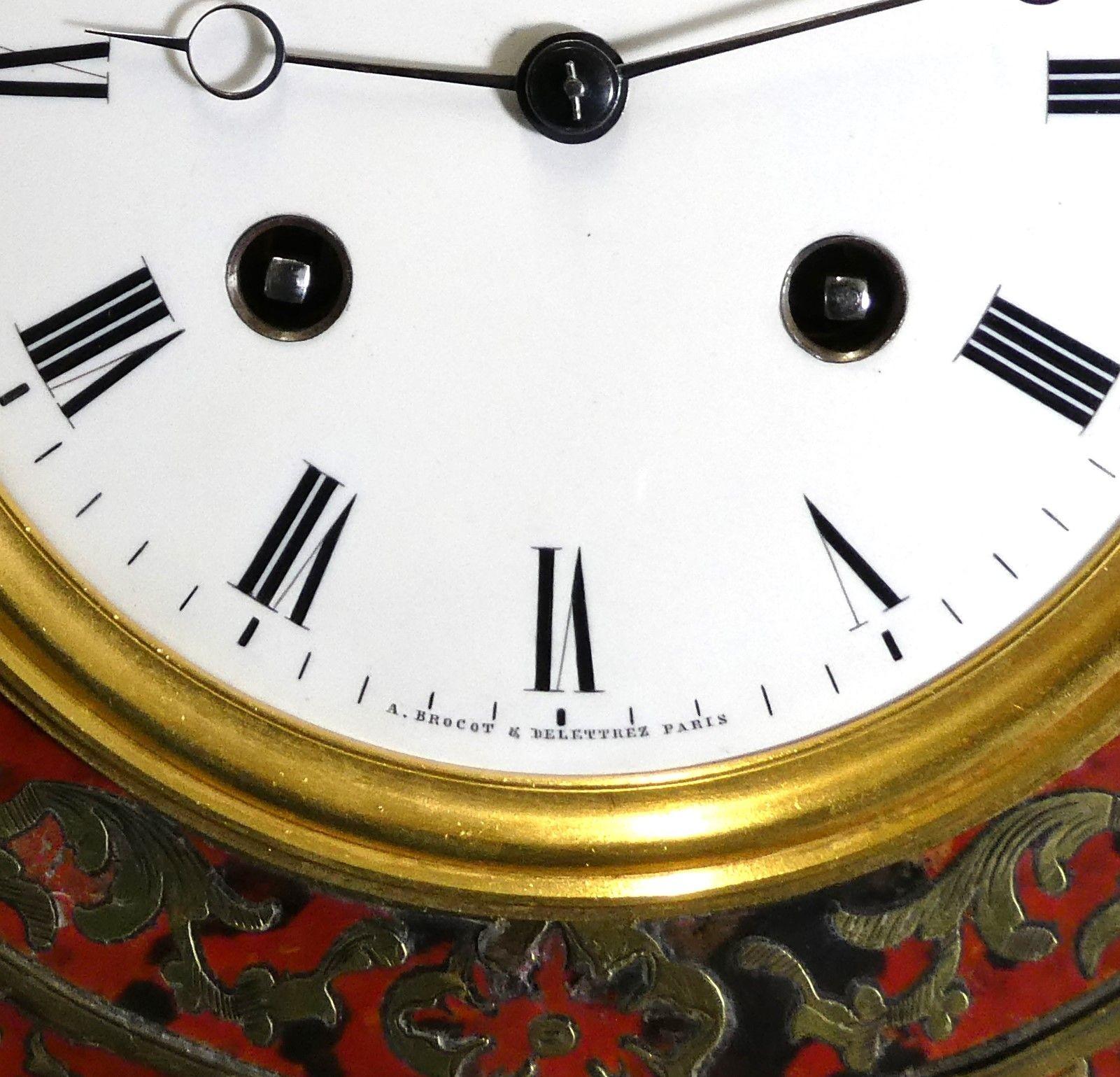 Fine French Tortoiseshell Boulle Clock by Brocot & Delettrez, Paris For Sale 8
