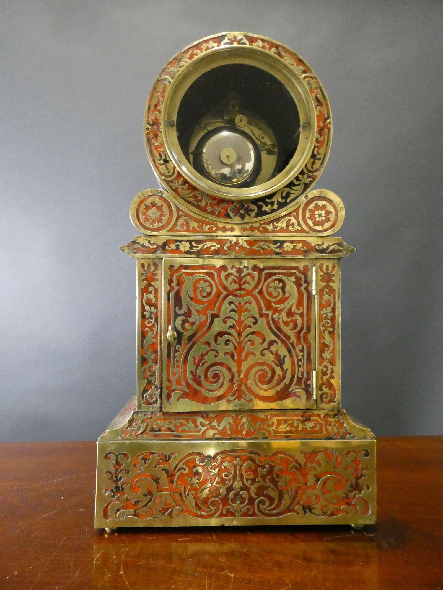 Fine French Tortoiseshell Boulle Clock by Brocot & Delettrez, Paris For Sale 1