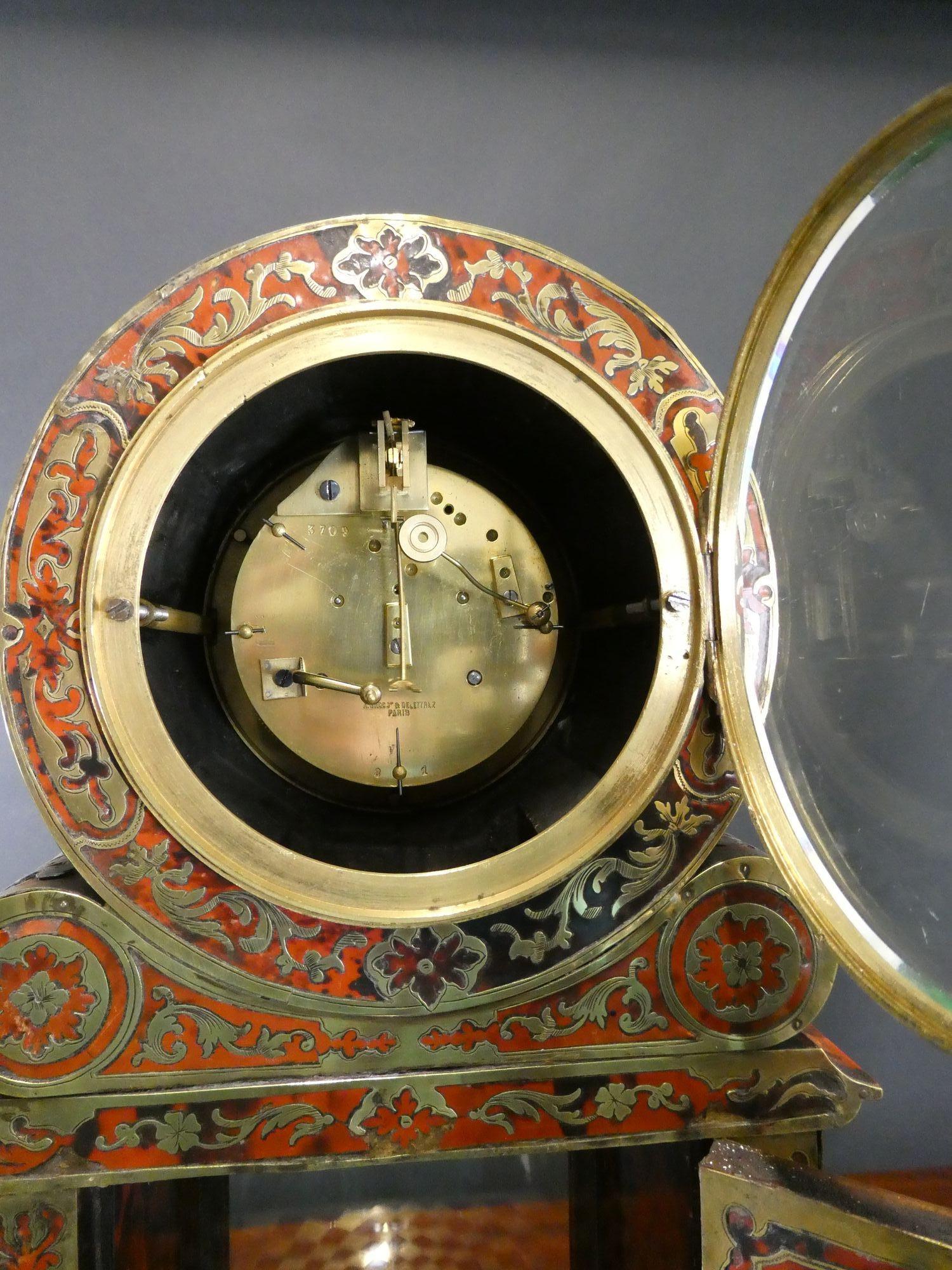 Fine French Tortoiseshell Boulle Clock by Brocot & Delettrez, Paris For Sale 3