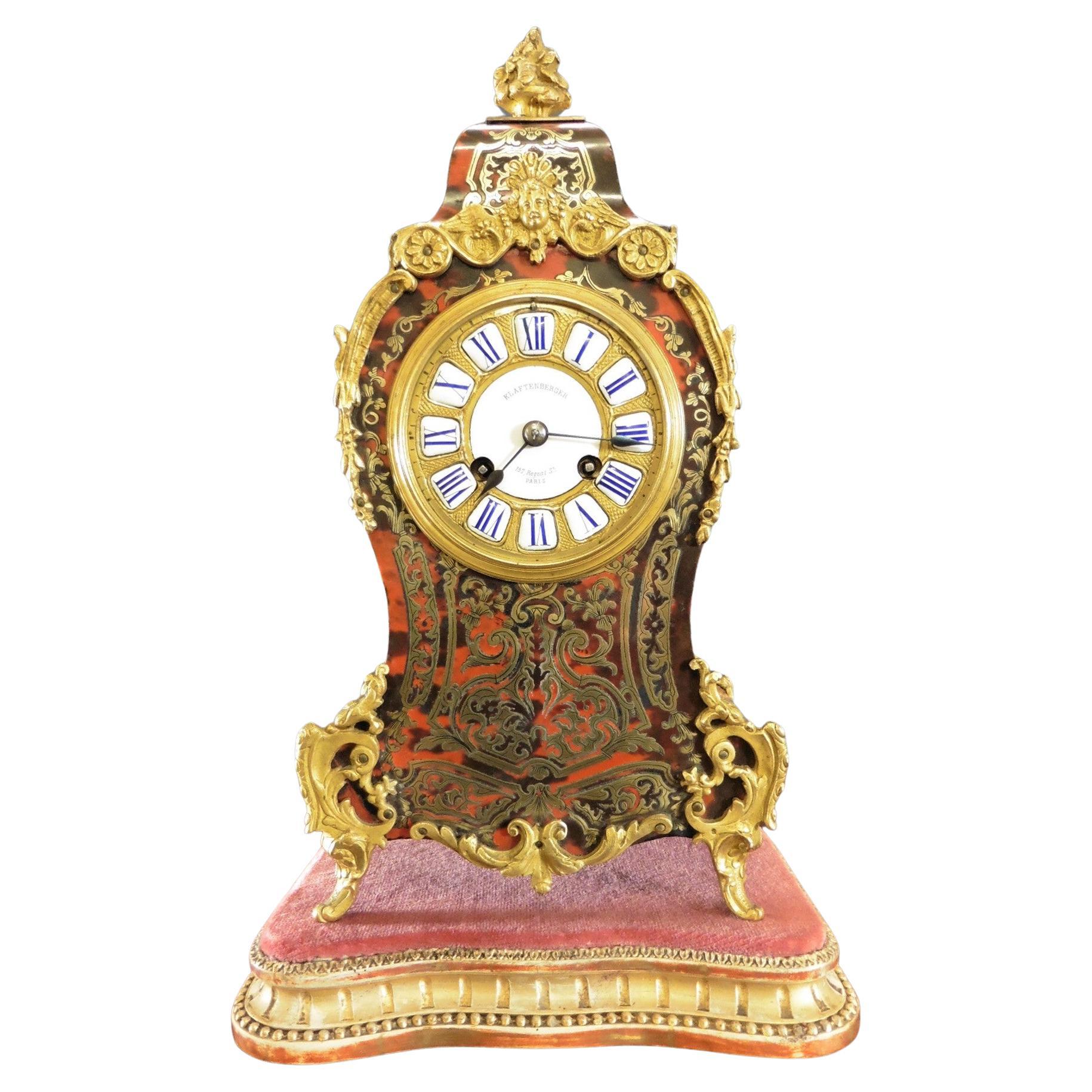 Fine French Tortoiseshell Boulle Clock For Sale