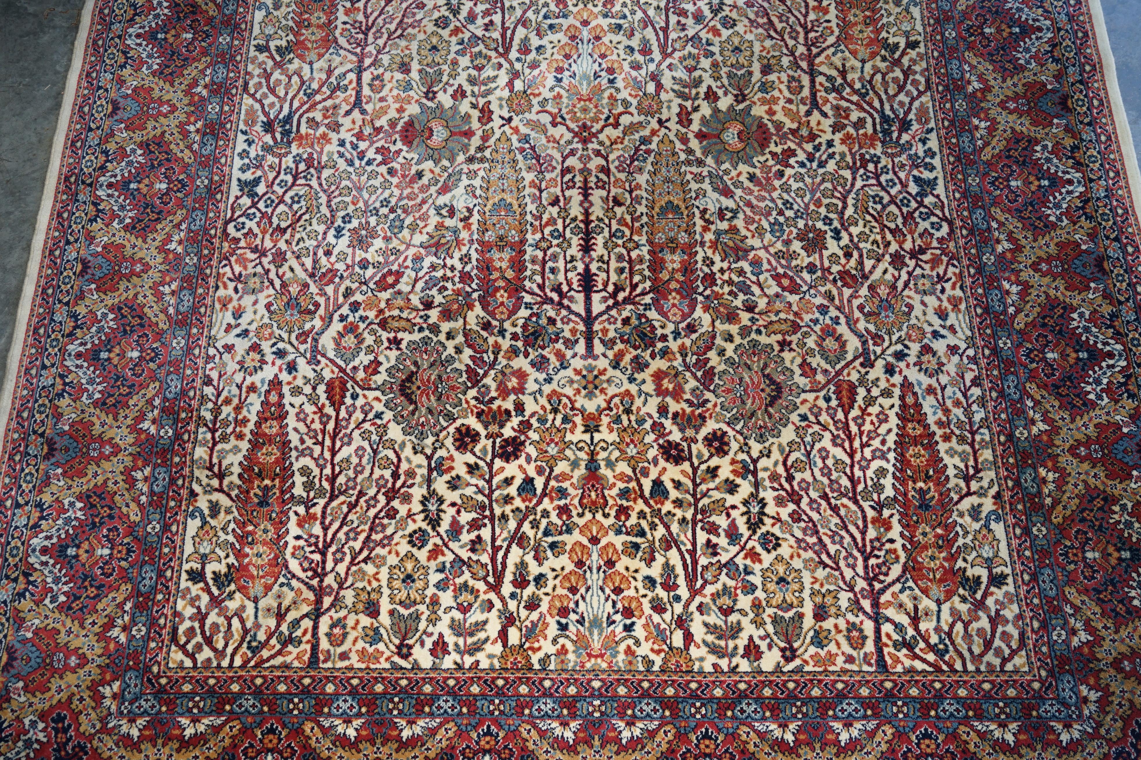 Hand-Crafted Fine French Vintage Floral Leaf Large Rug Carpet For Sale