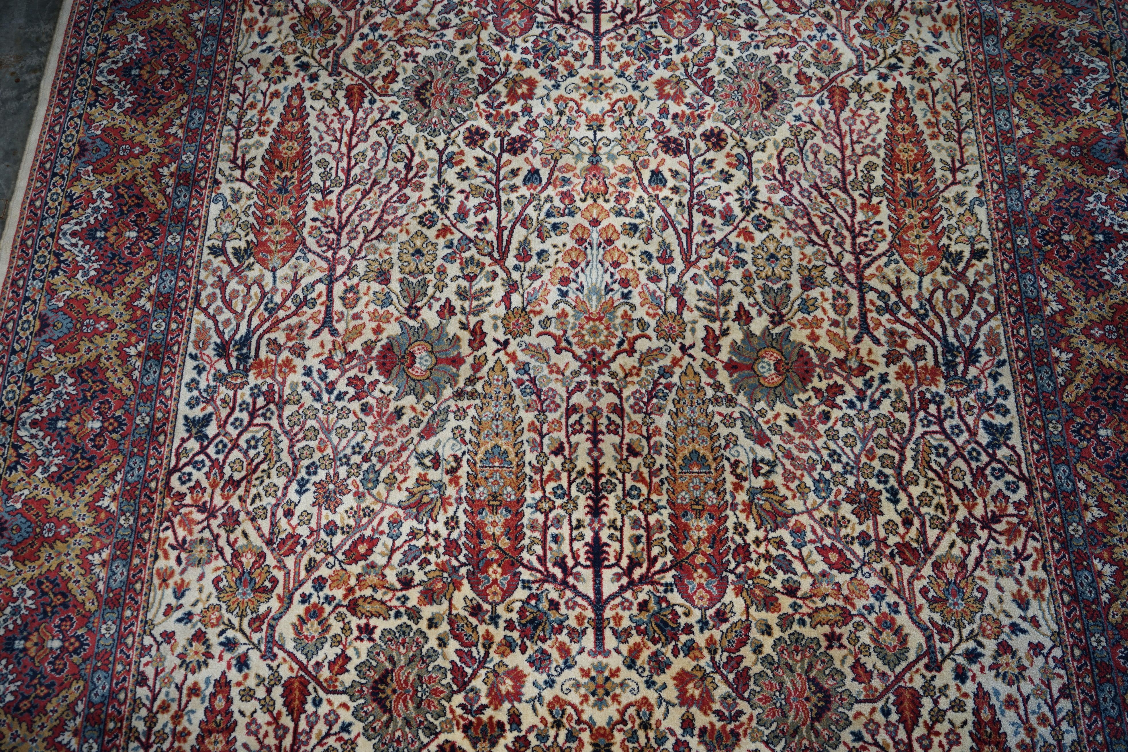 20th Century Fine French Vintage Floral Leaf Large Rug Carpet For Sale