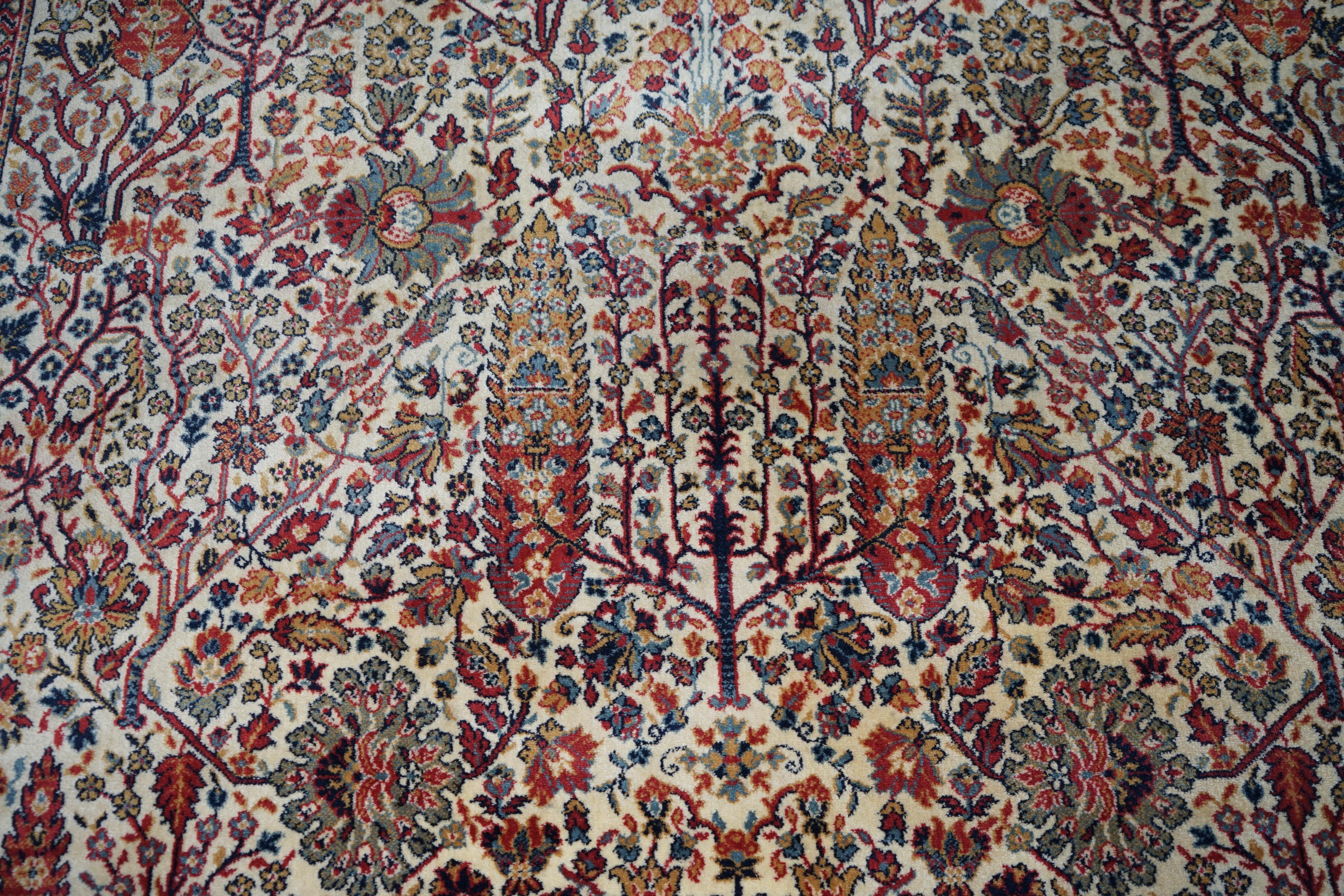 Wool Fine French Vintage Floral Leaf Large Rug Carpet For Sale