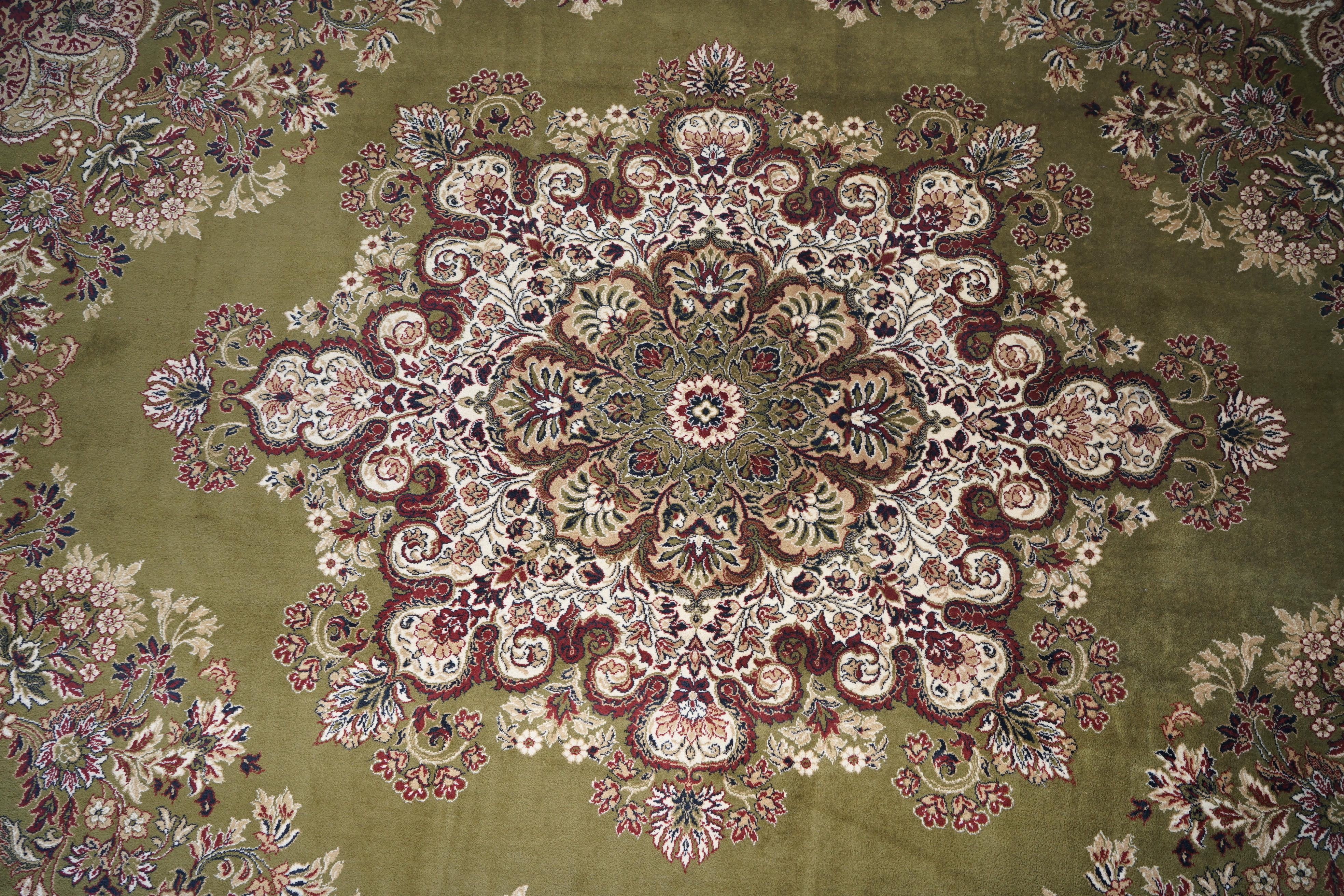 19th Century Fine French Vintage Green Extra Large Rug Carpet Must See Pictures For Sale