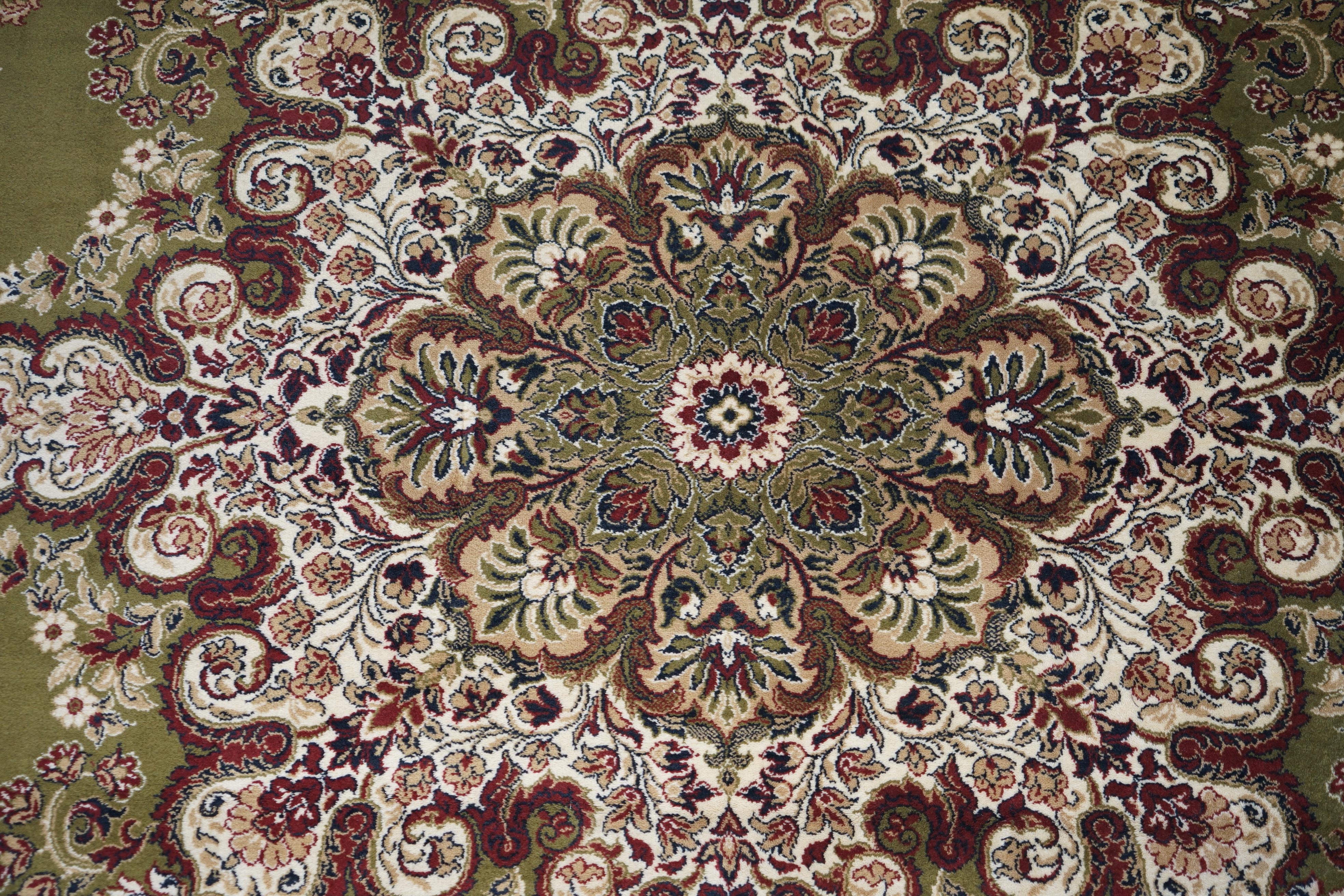 Wool Fine French Vintage Green Extra Large Rug Carpet Must See Pictures For Sale