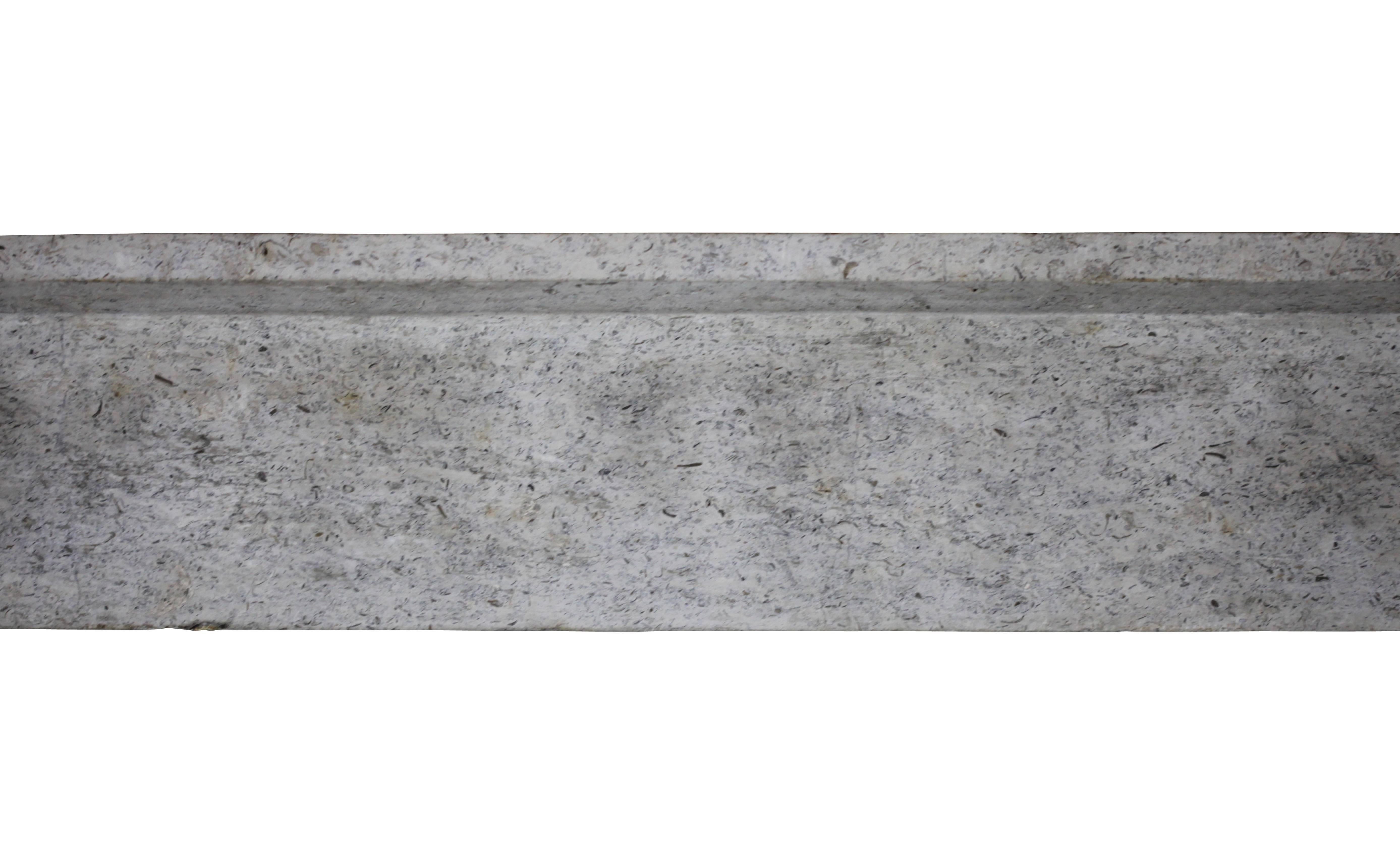 Louis Philippe Fine French Vintage Grey Stone Fireplace Surround For Timeless Classy Interior