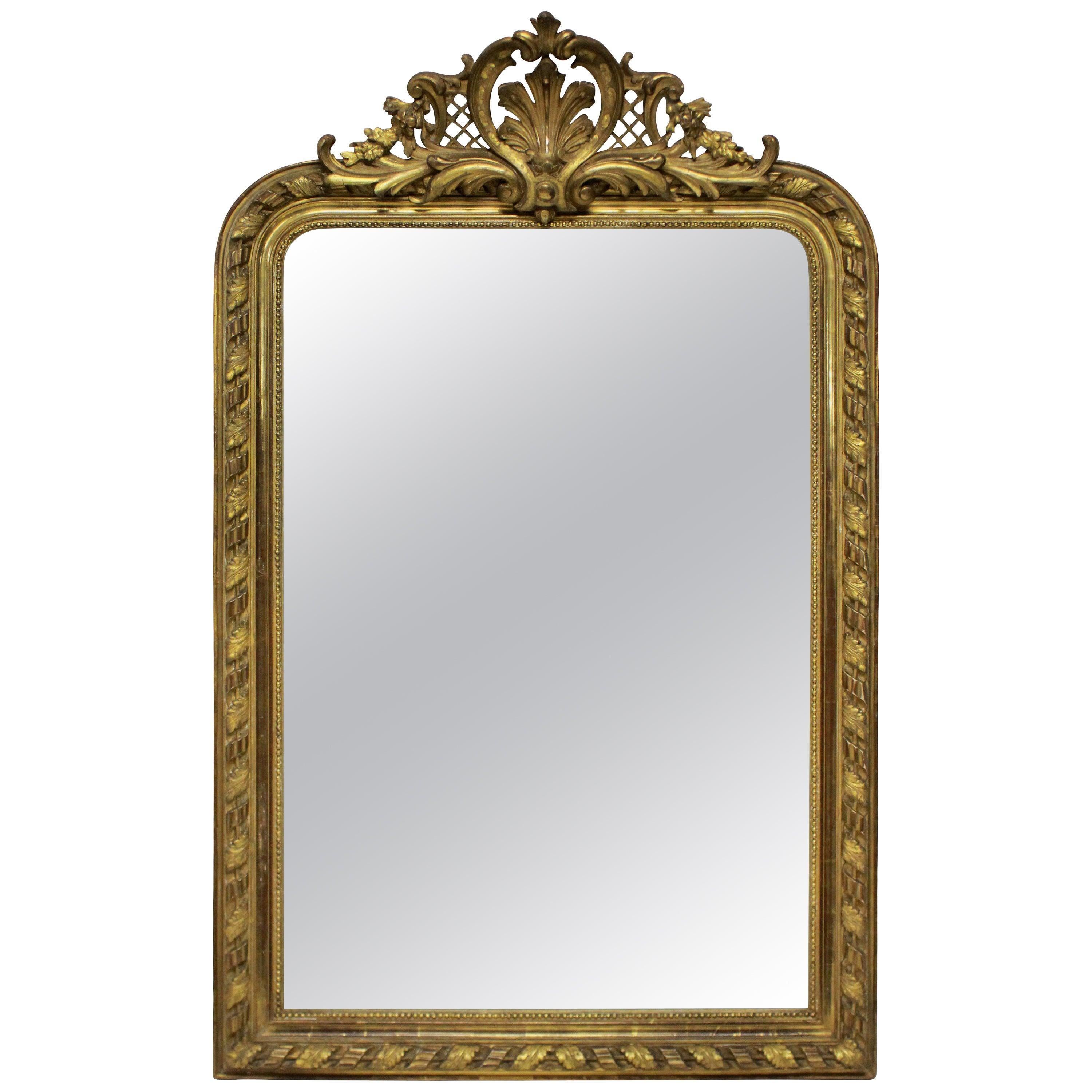 Fine XIX Century French Water Gilded Overmantel Mirror