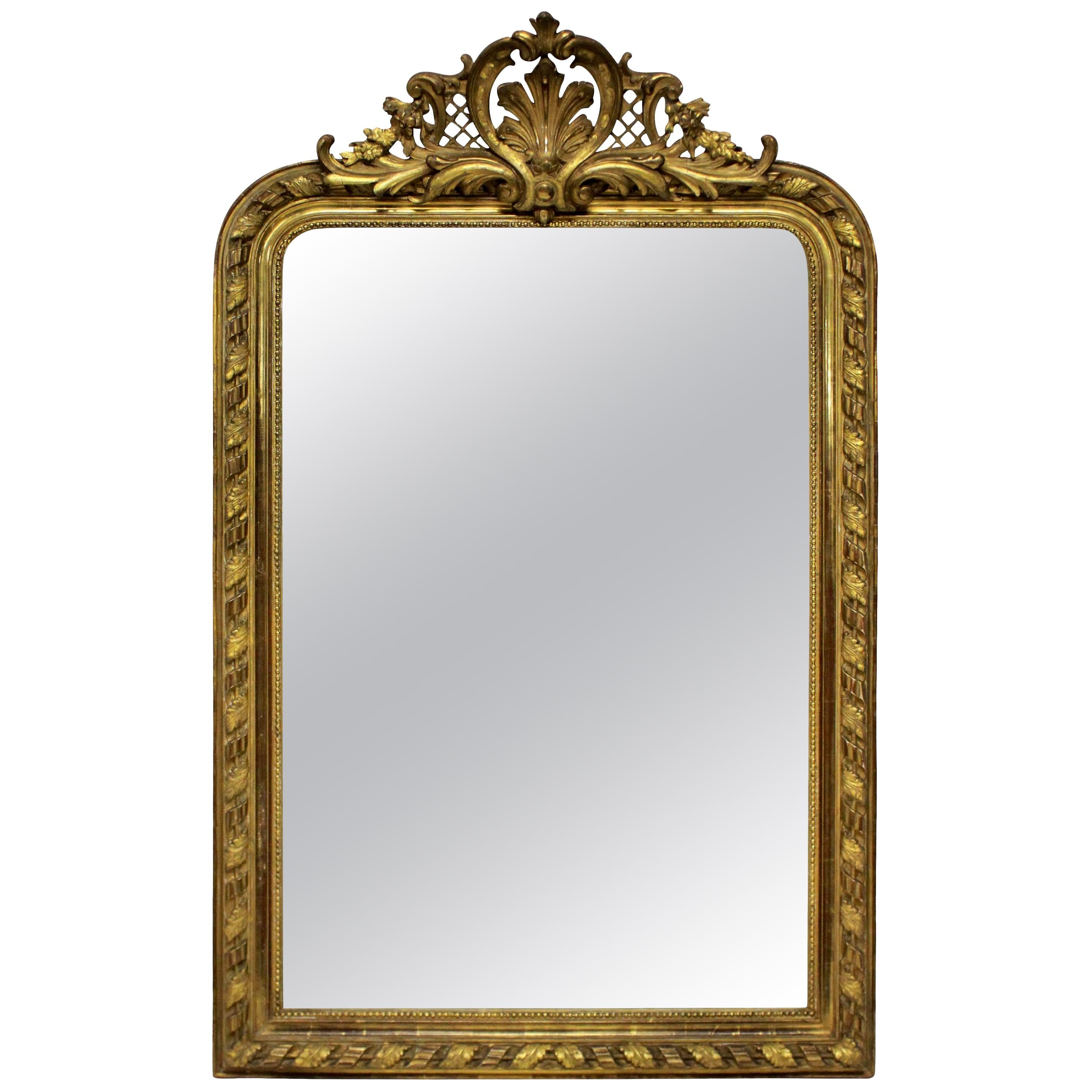 Fine French Water Gilded Overmantel Mirror