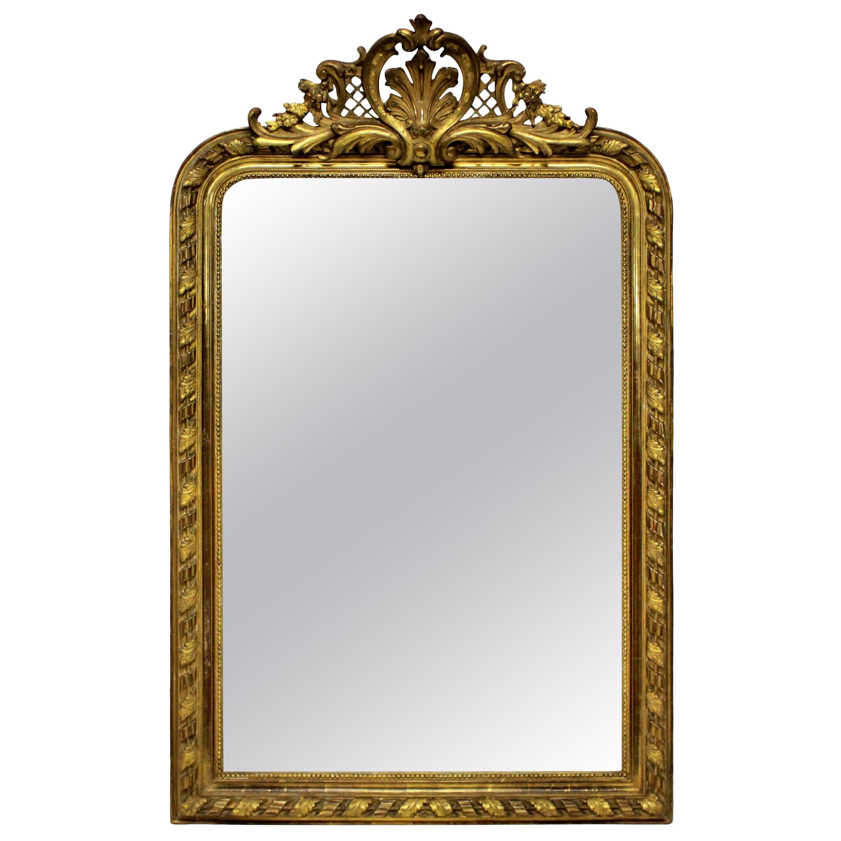 Fine French Water Gilded Overmantel Mirror