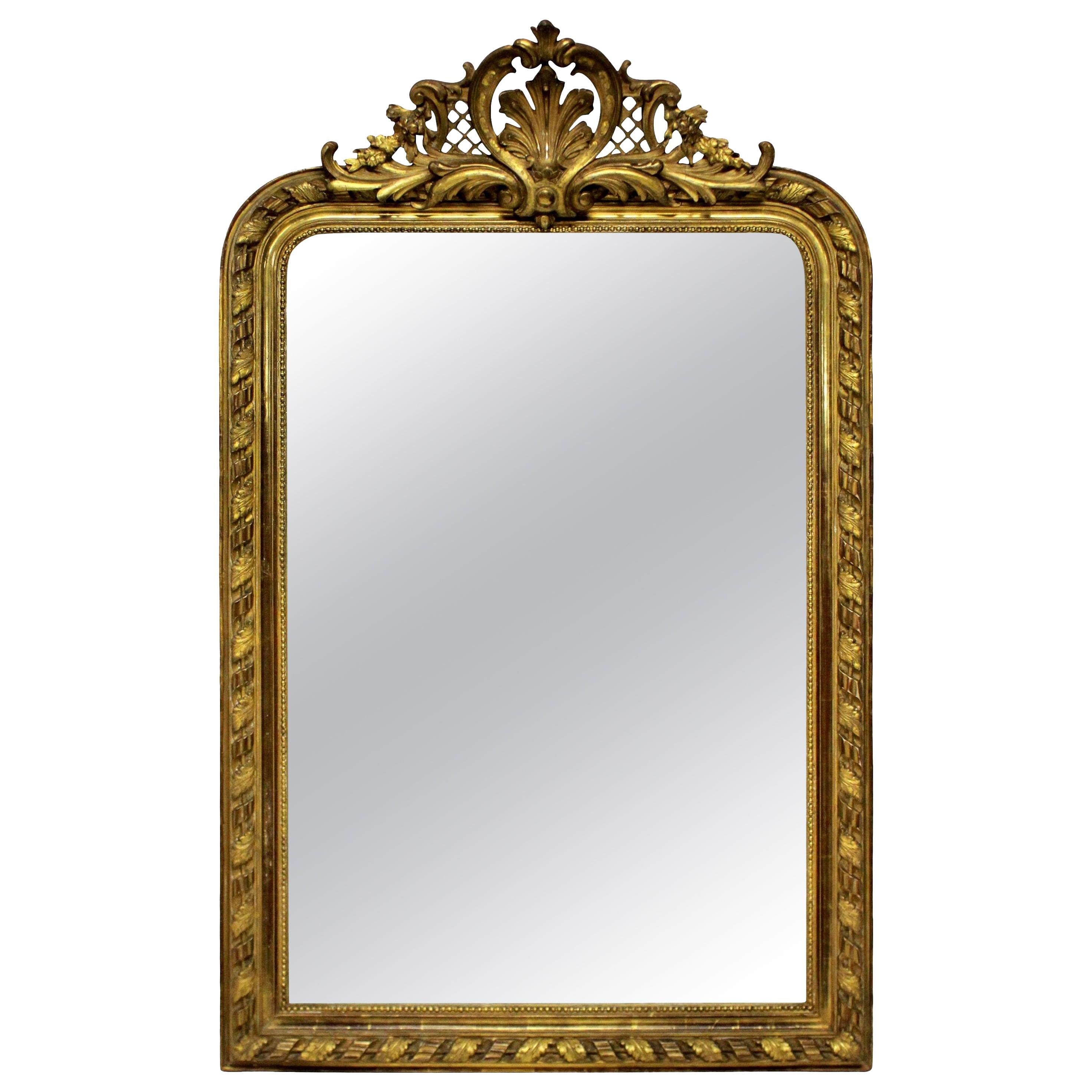 Fine French Water Gilded Overmantel Mirror