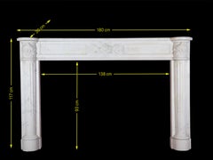 Fine French White 18th Century Carrara Marble Antique Fireplace Surround