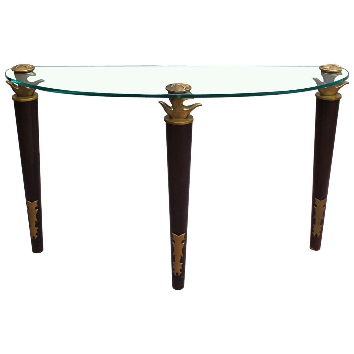 Fine French Wood, Bronze and Glass Console by Garouste and Bonetti