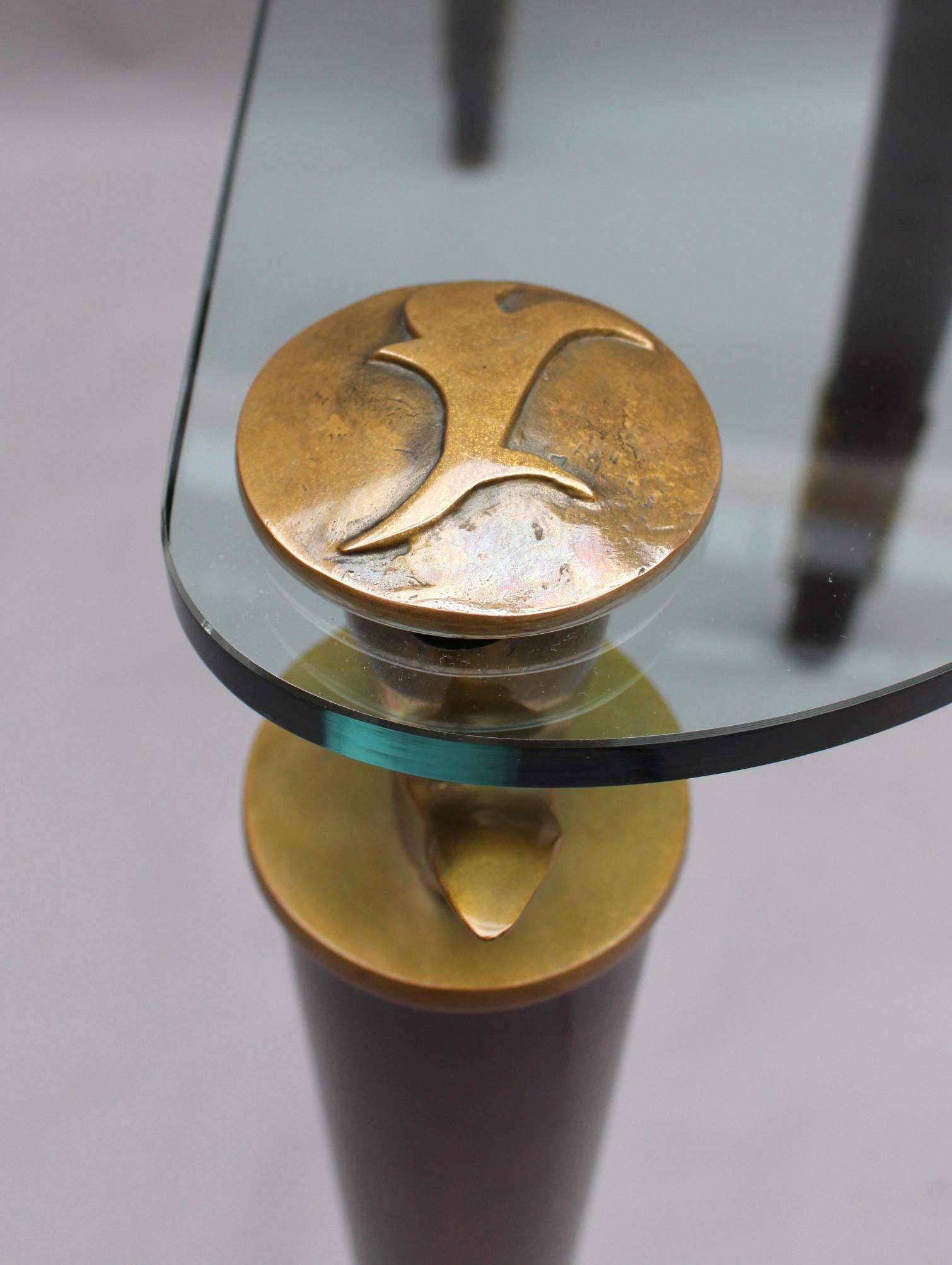 Console française en bois, bronze et verre par Garouste et Bonetti en vente 8