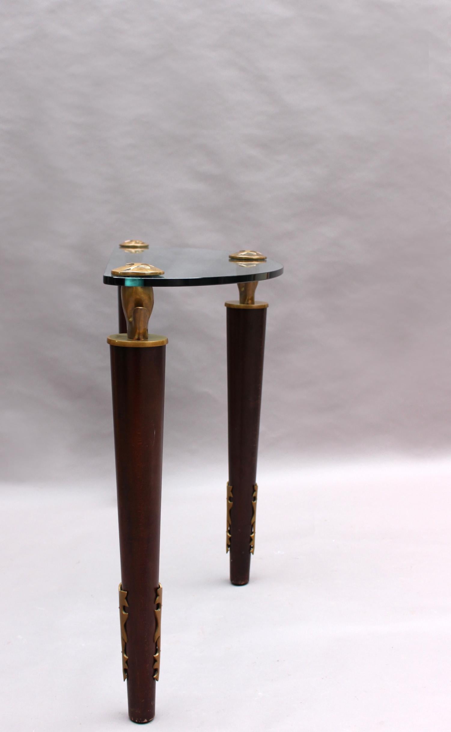 Consola francesa de madera, bronce y cristal de Garouste and Bonetti finales del siglo XX en venta